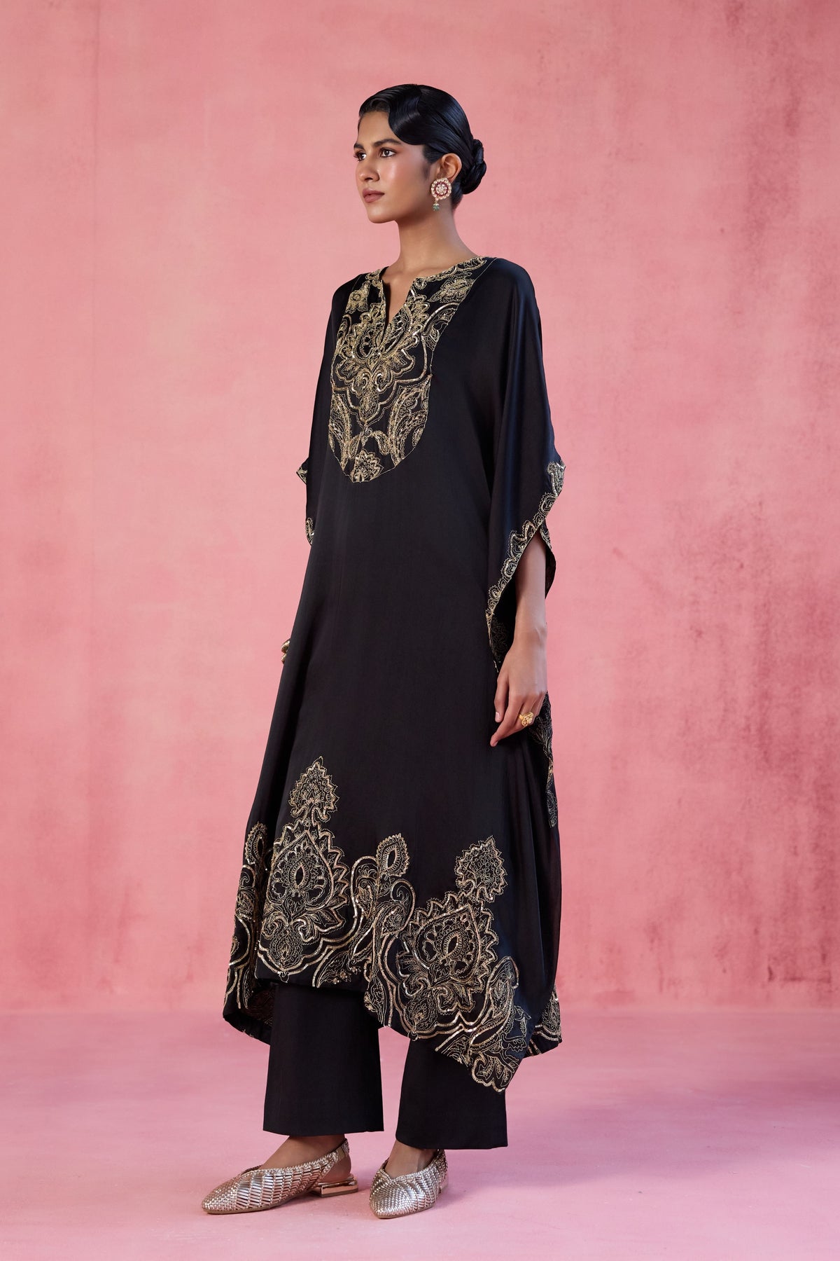 Zoya Black Kaftan Set