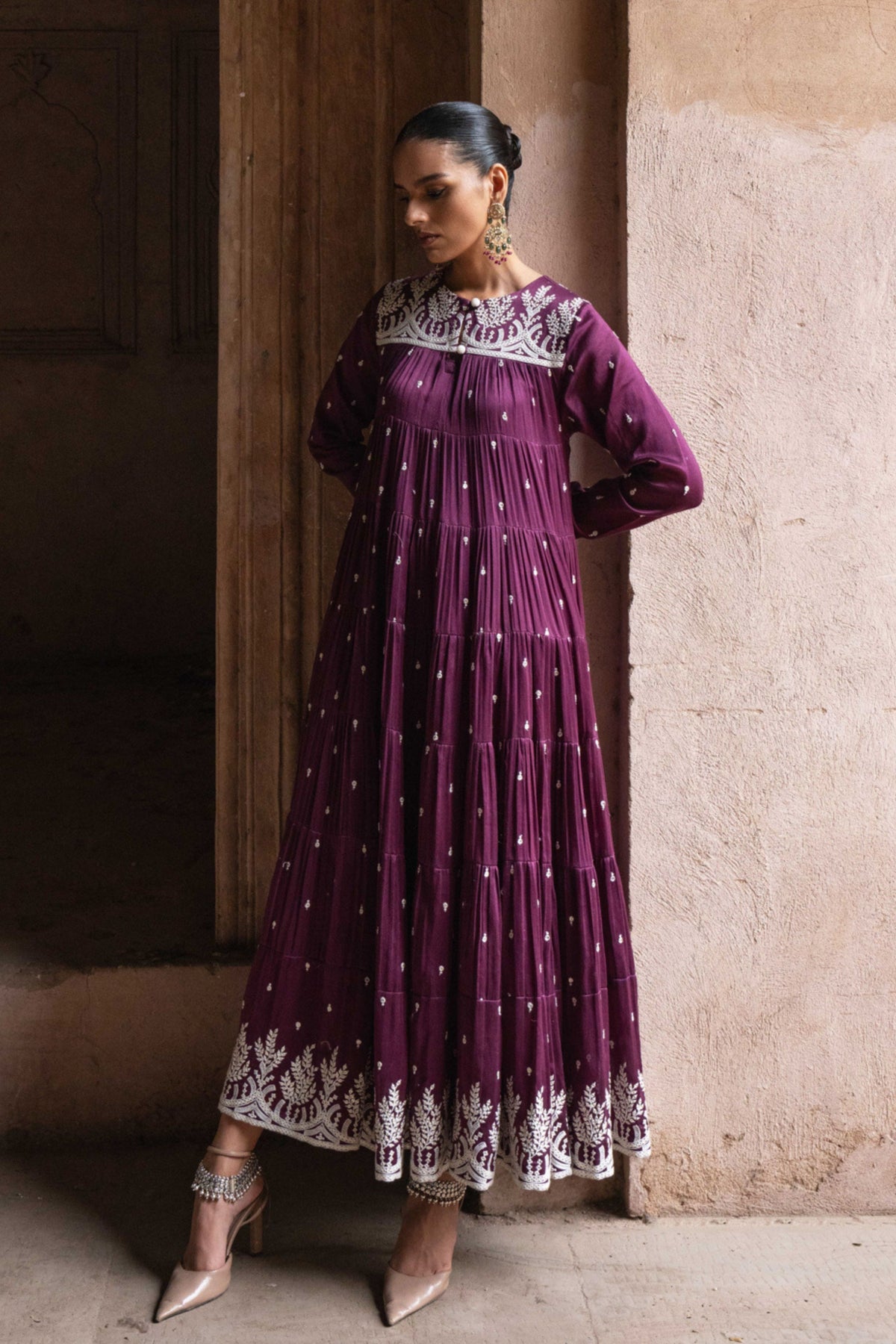8 Layer All Over Embroidered Anarkali Set