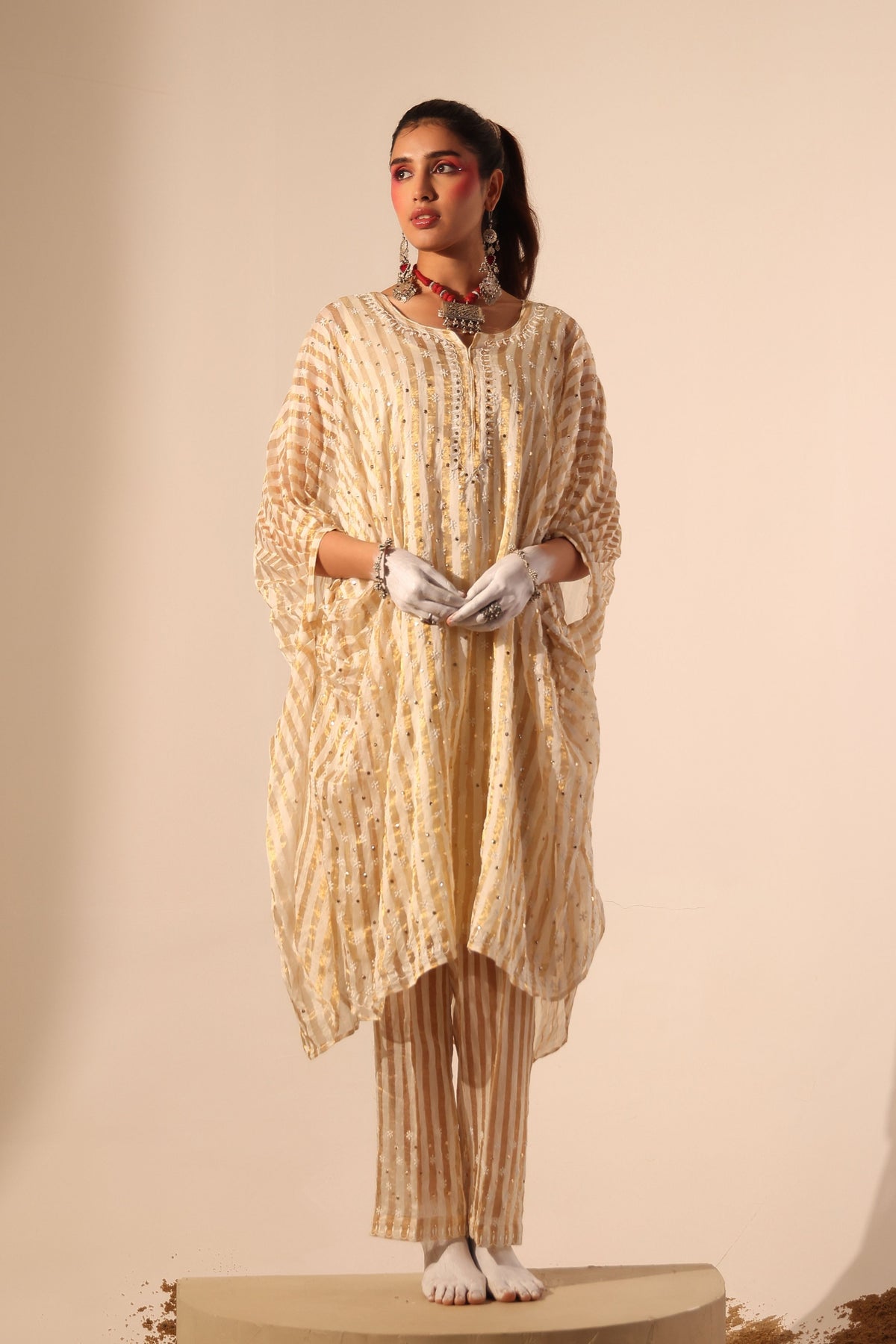 Gold Zari Kaftan Set