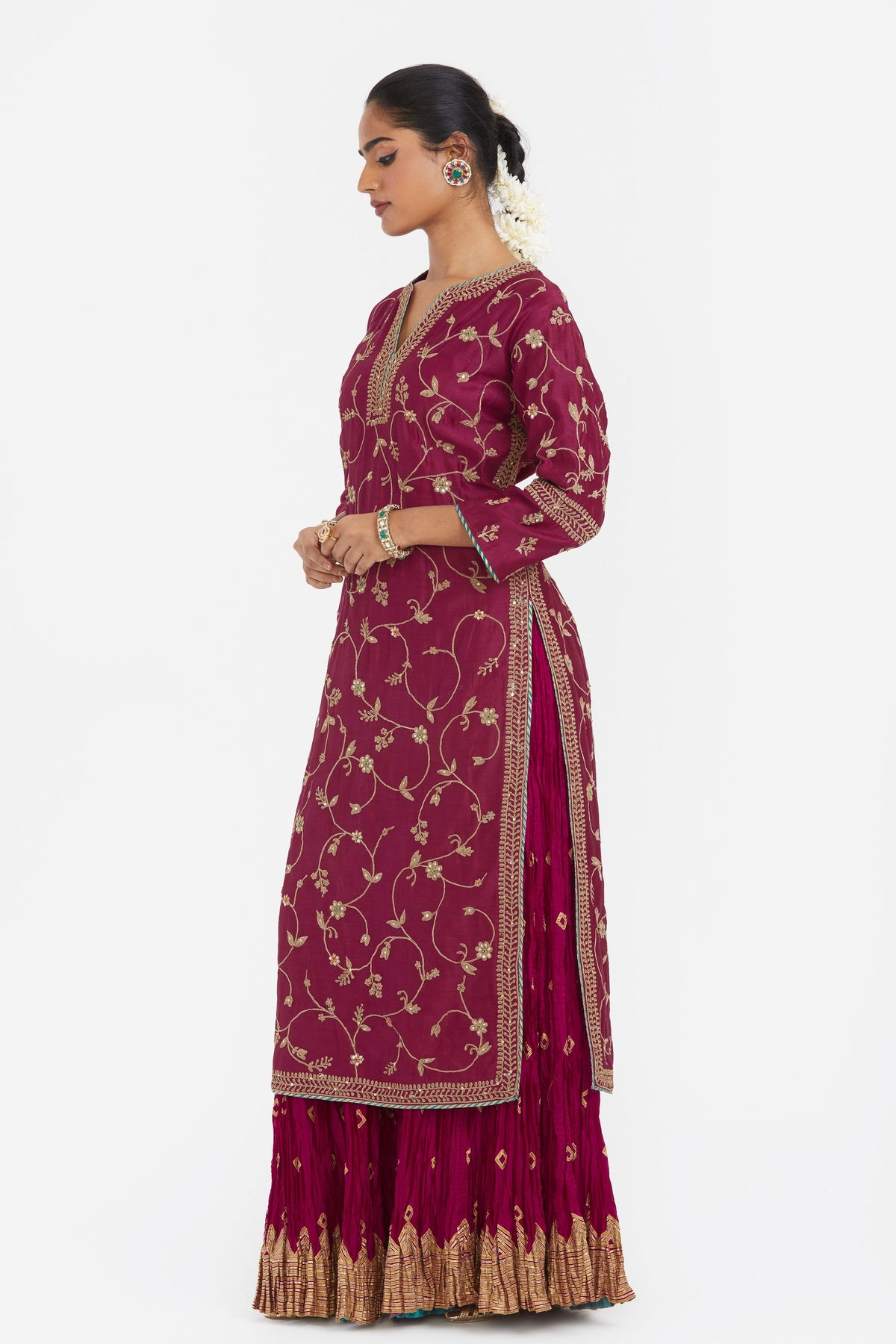 Chanderi Red Lehenga Set