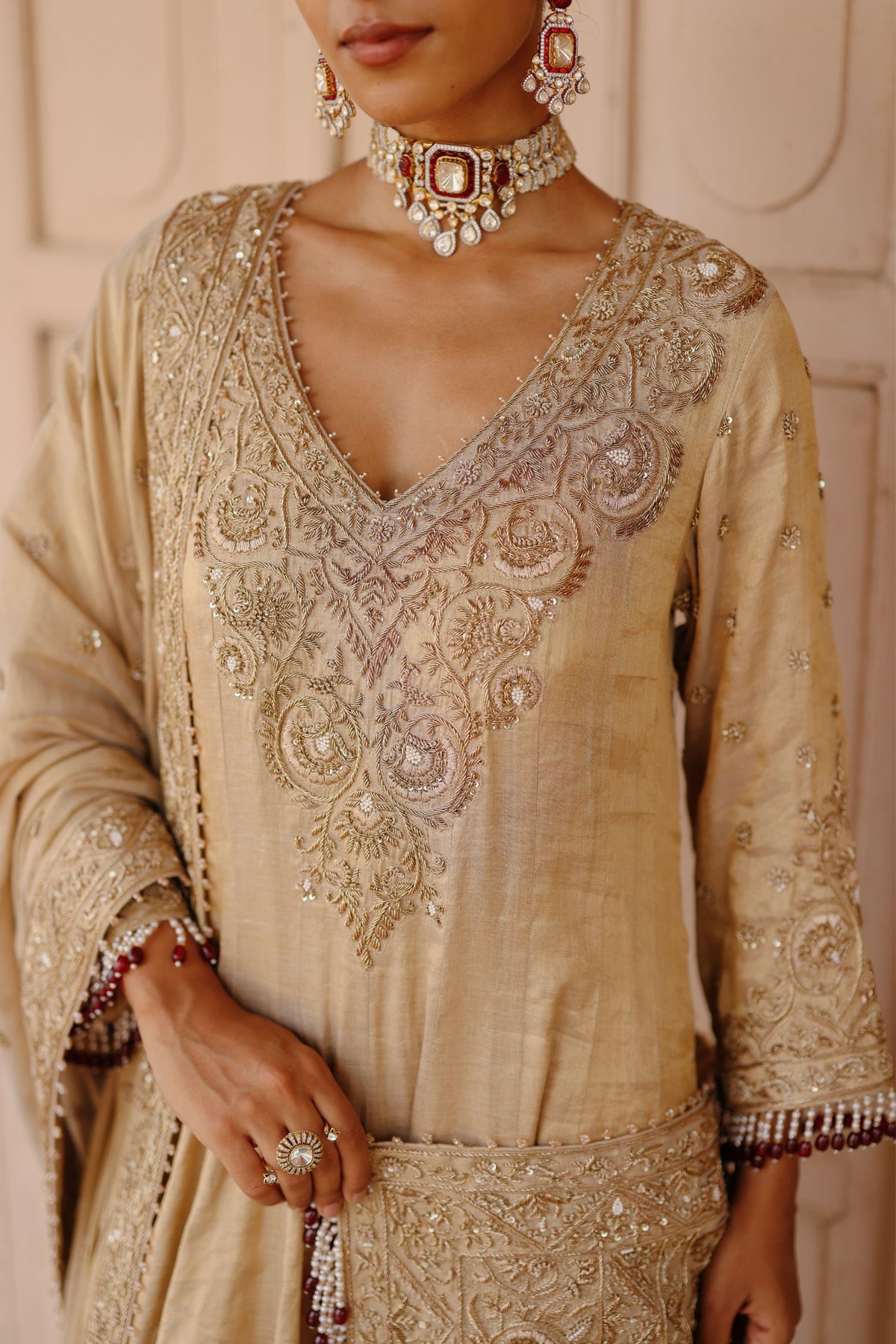 Rooh Gold Anarkali Set