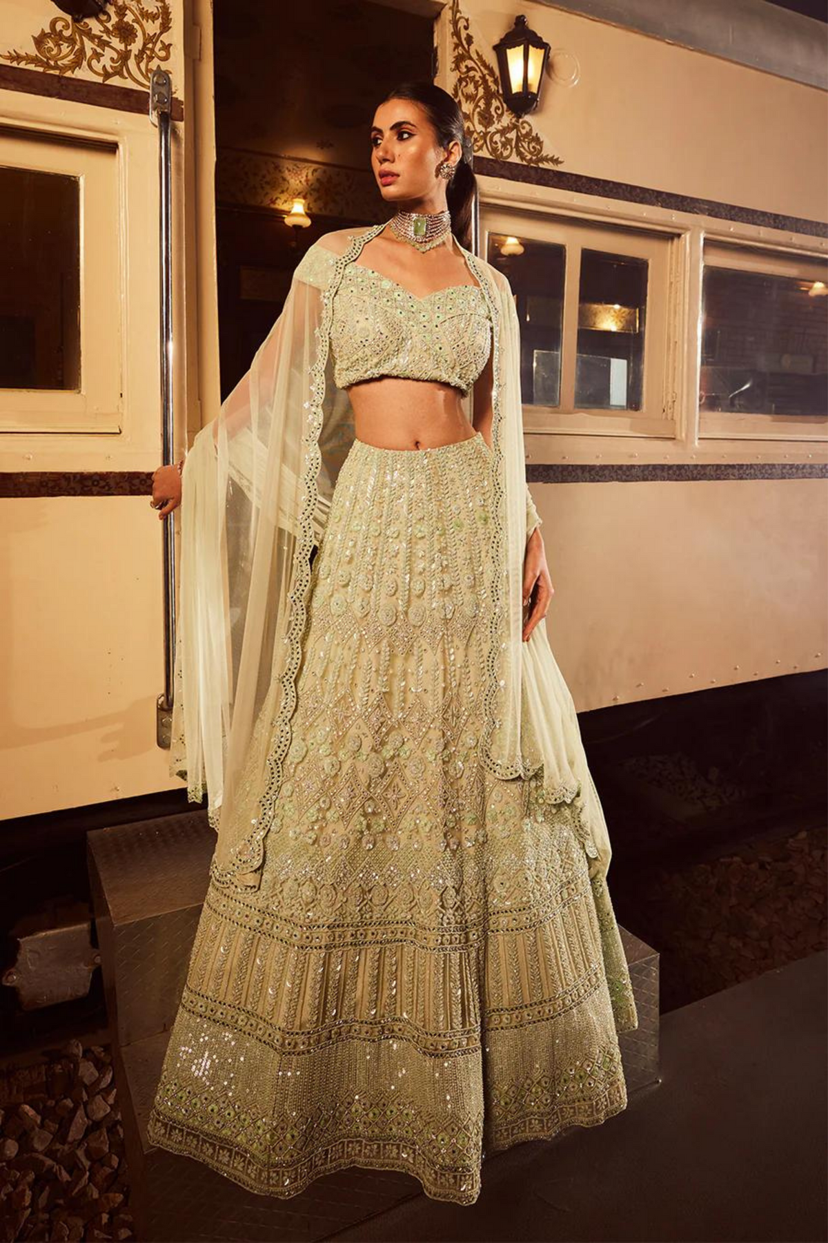 The Empress Mint Green Lehenga