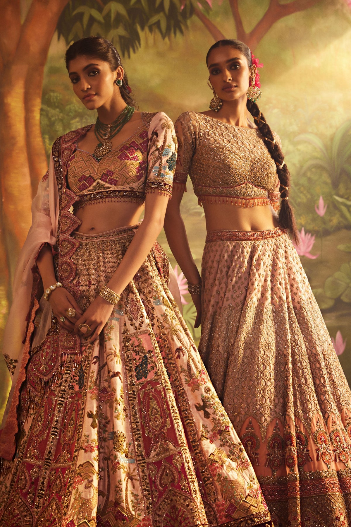 Pink Zardozi Silk Velvet Lehenga Set