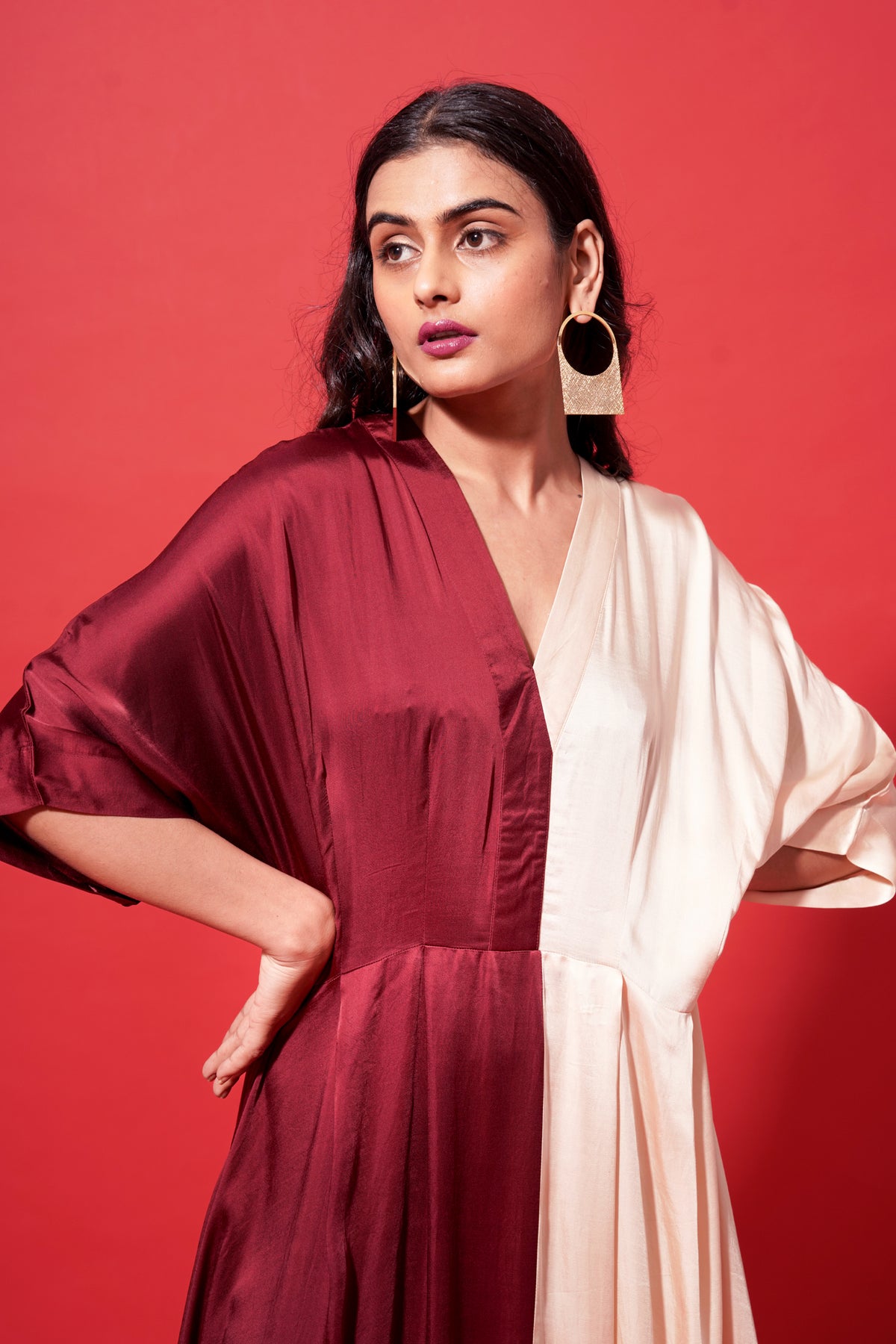 Ivory and Maroon Lumina Dress