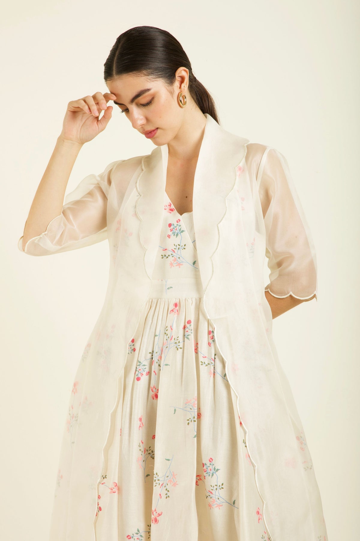 Ivory Scalloped Jacket Dress