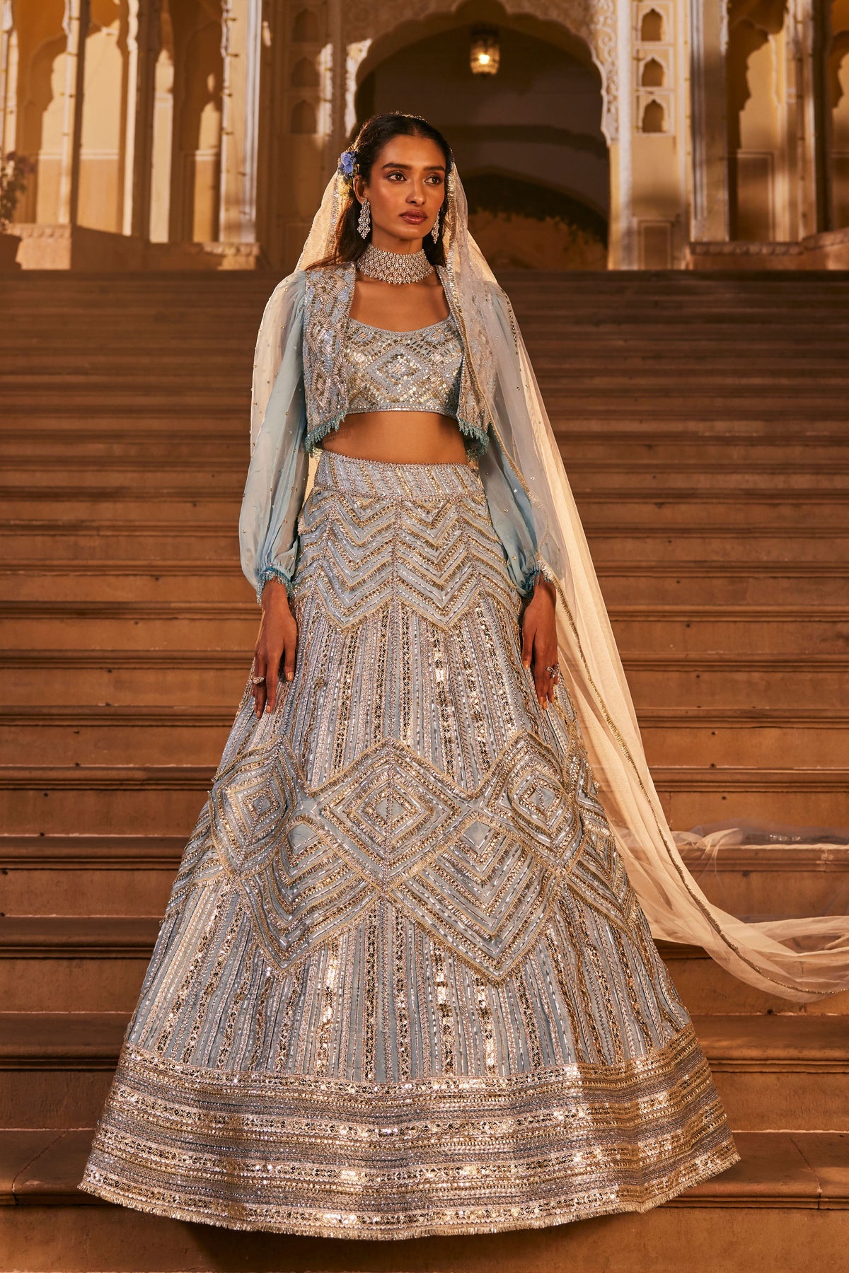 Blue Shehzadi Lehenga Set