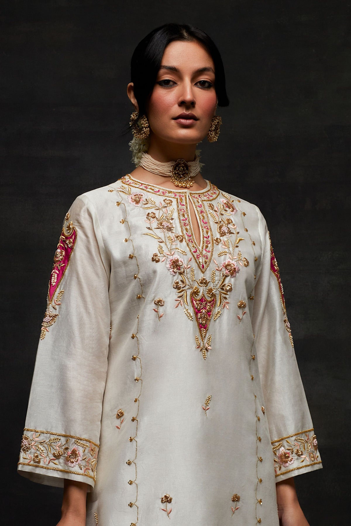White Short Kurta Set
