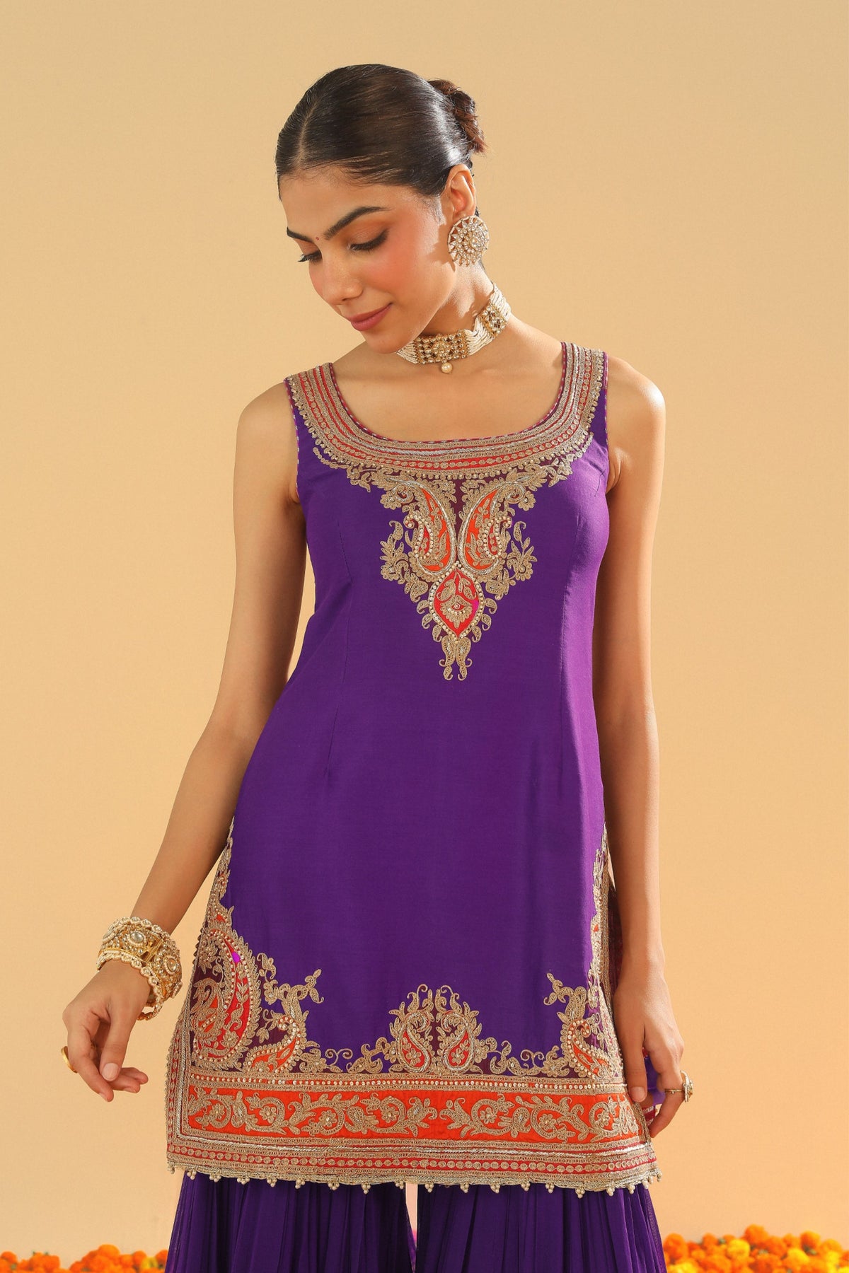 Purple Kurta Sharara Set