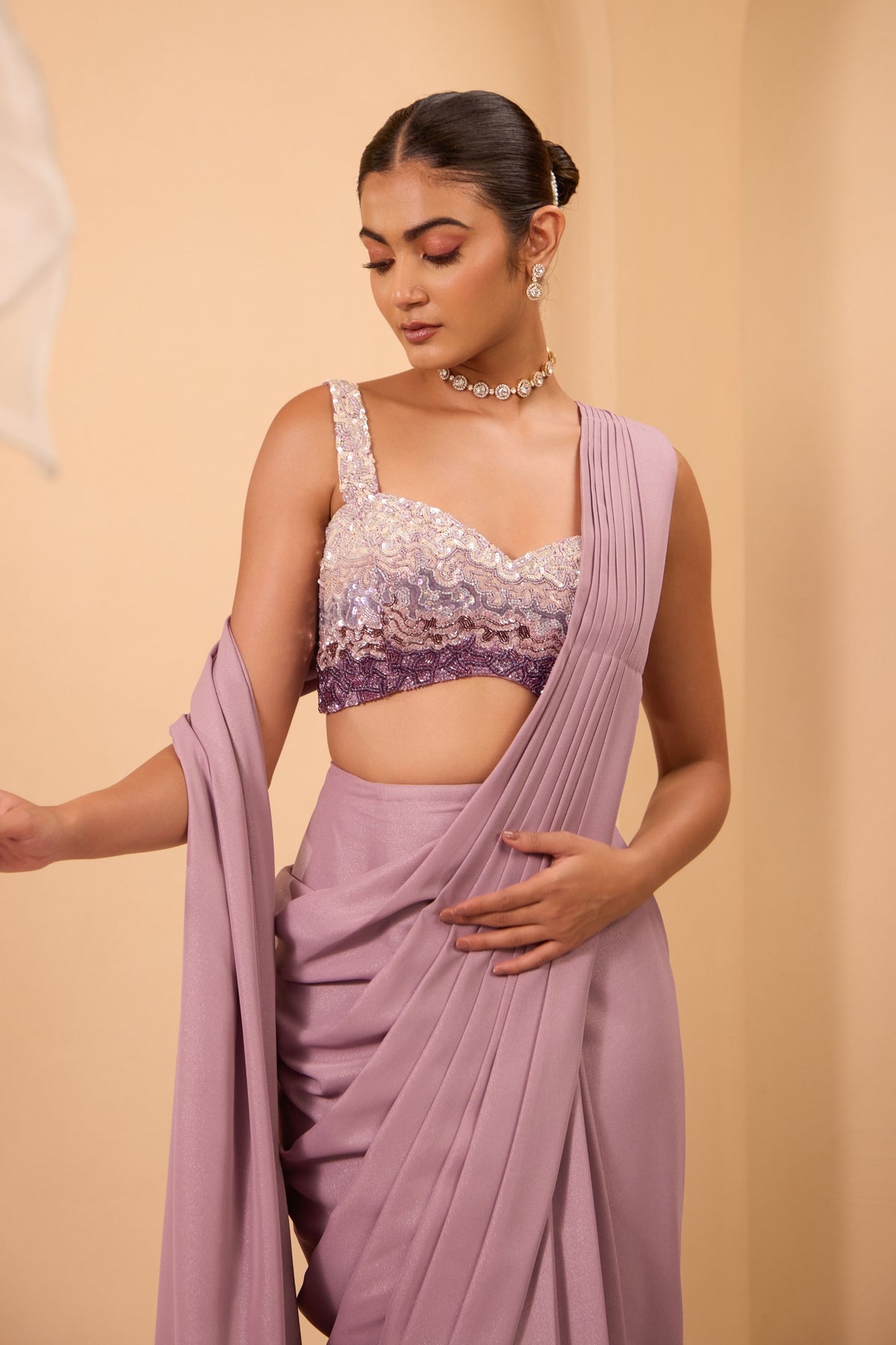 Purple Hand Embroidered Blouse