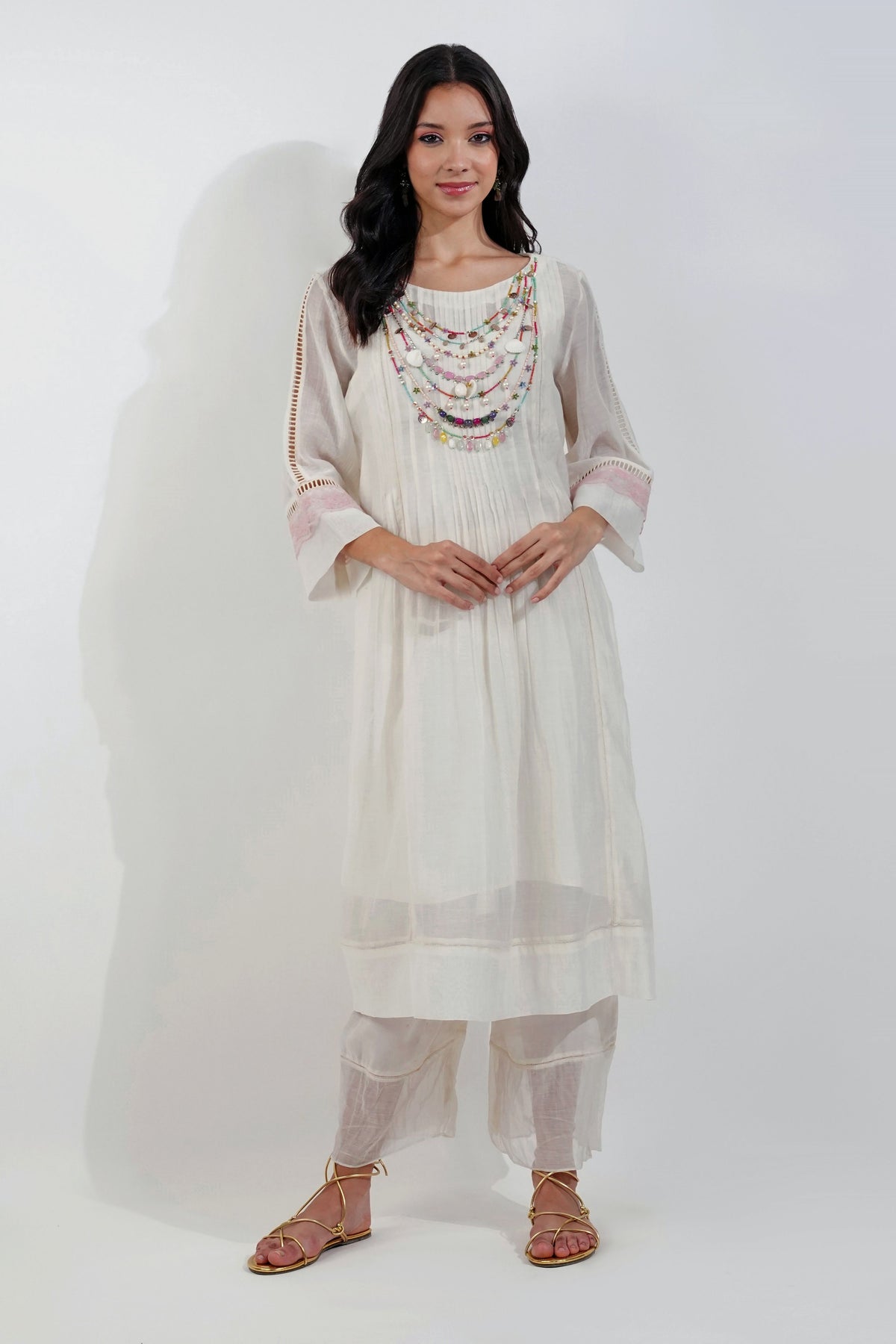 Fliry Pleats Shabby-chic Tunic Set