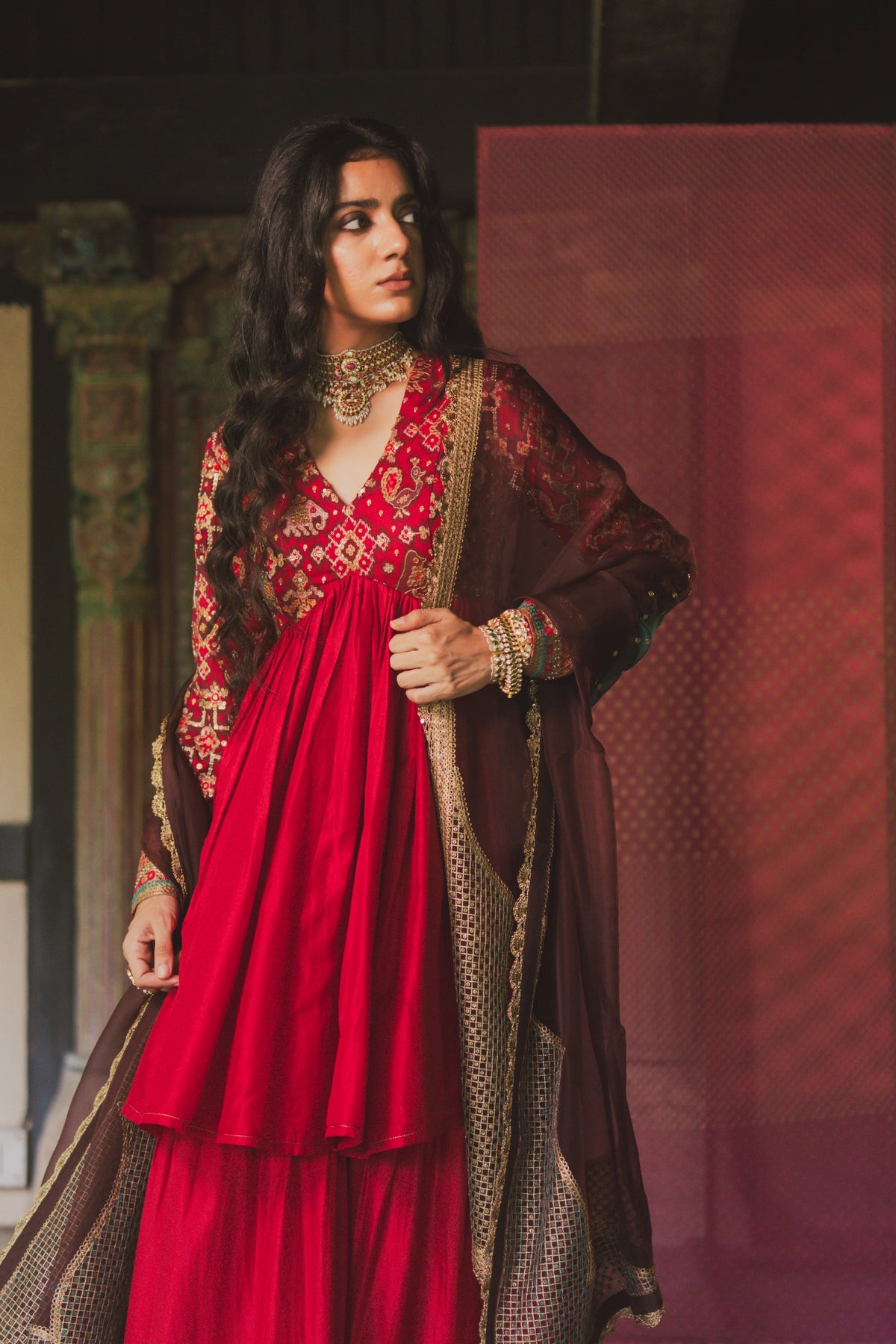 Ami Red Sharara Set