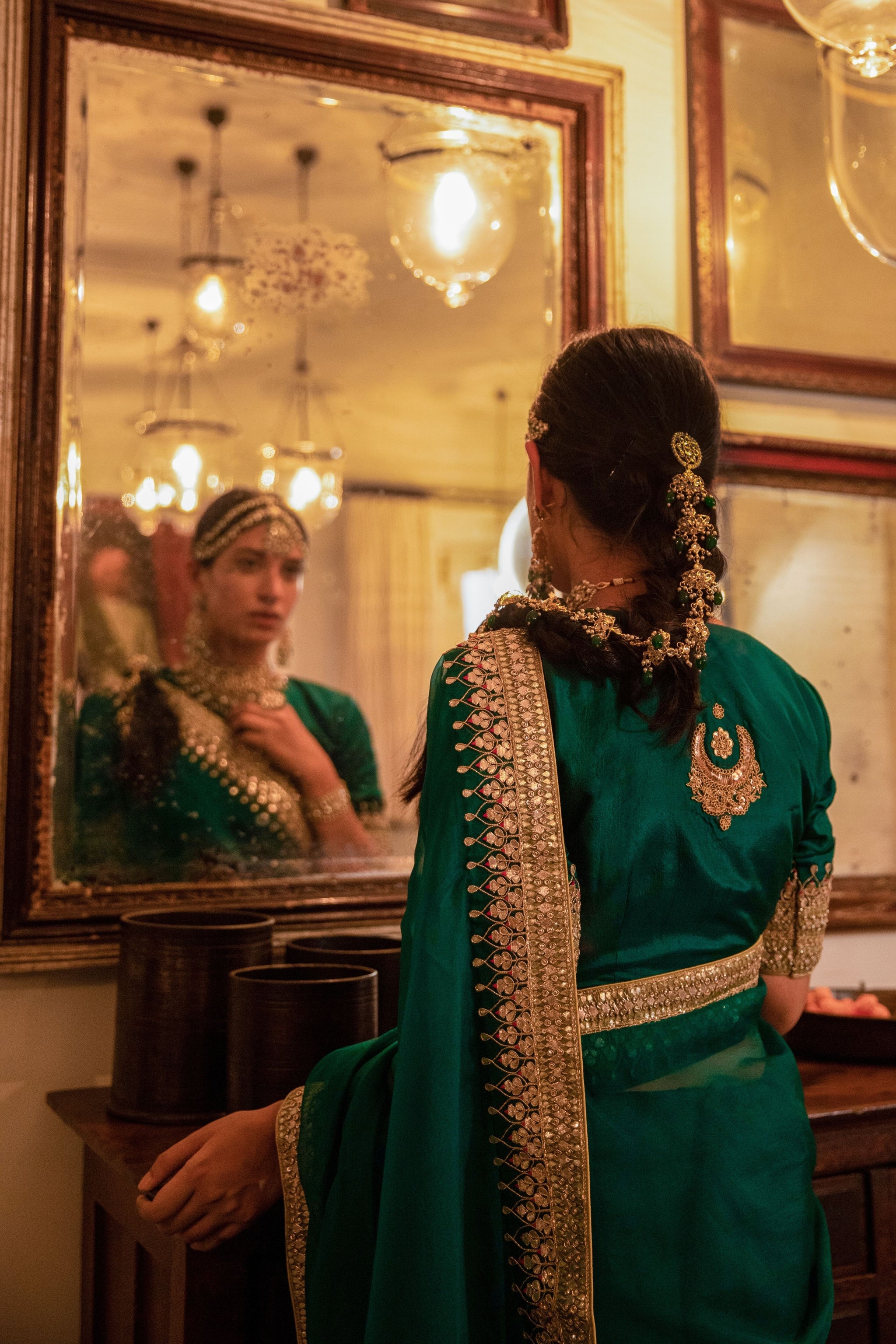 Aarti Sethia Emerald Green Bridal saree Set Elahe