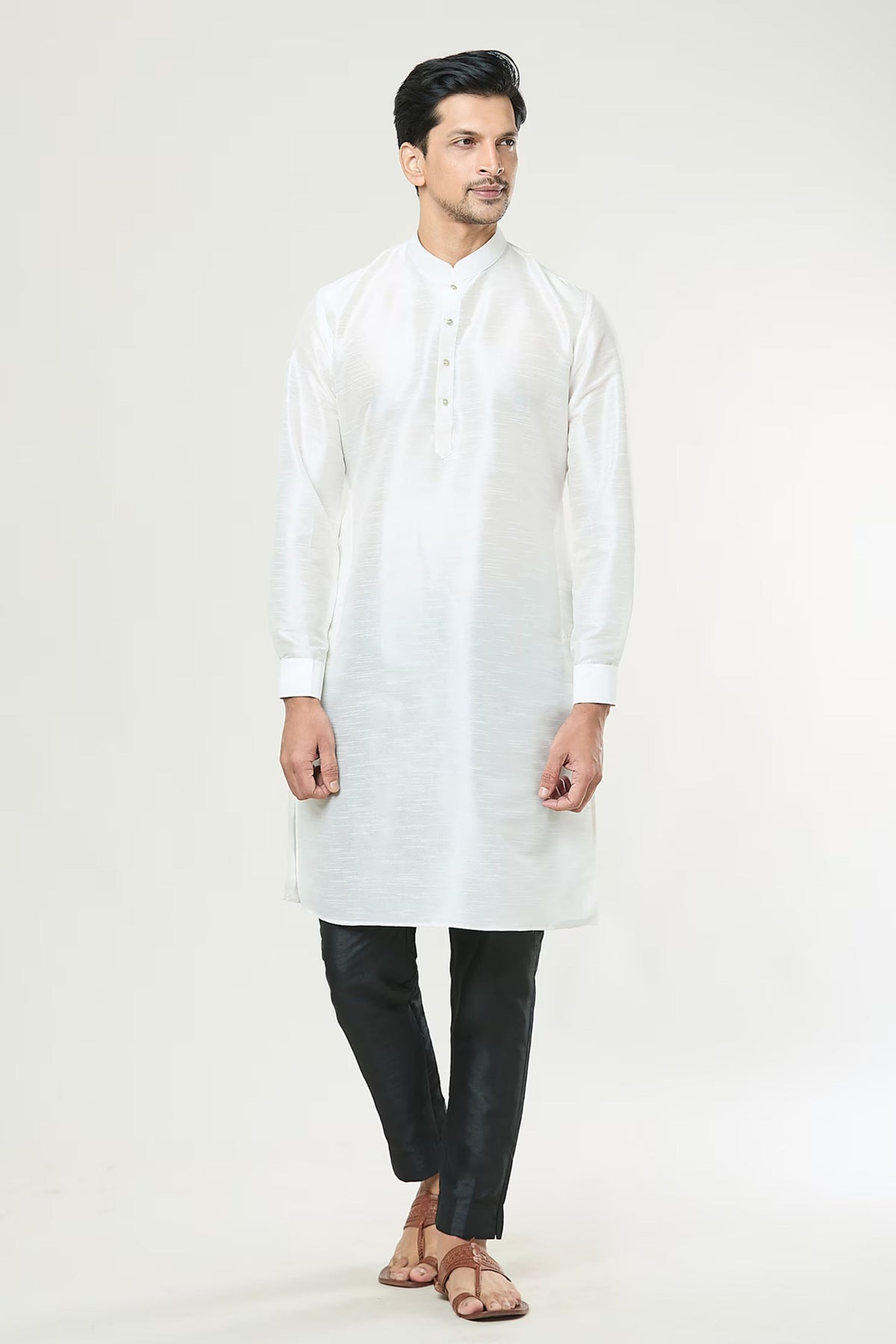 Off White Embroidered jacket Set