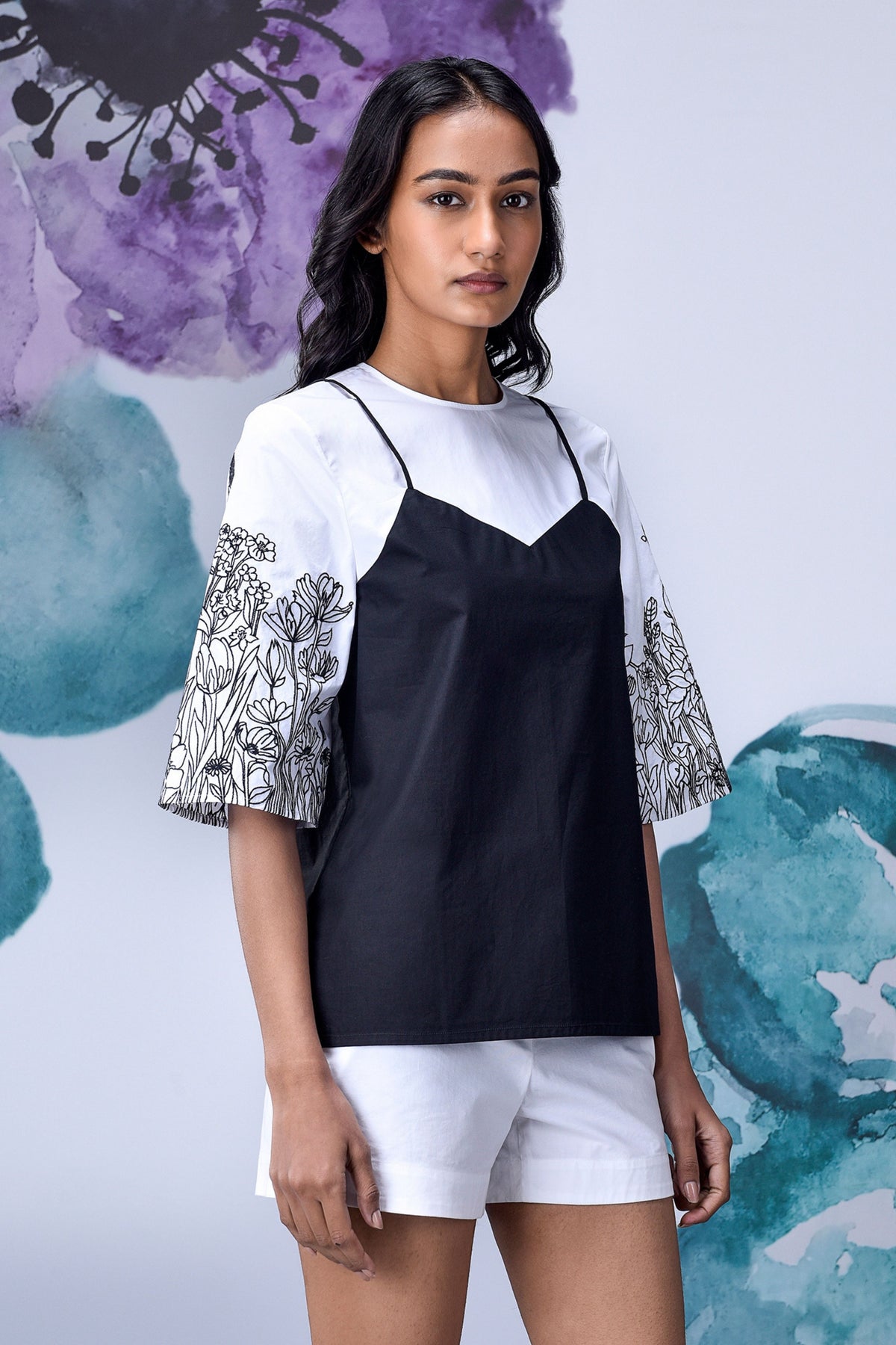 Black White Layered Top