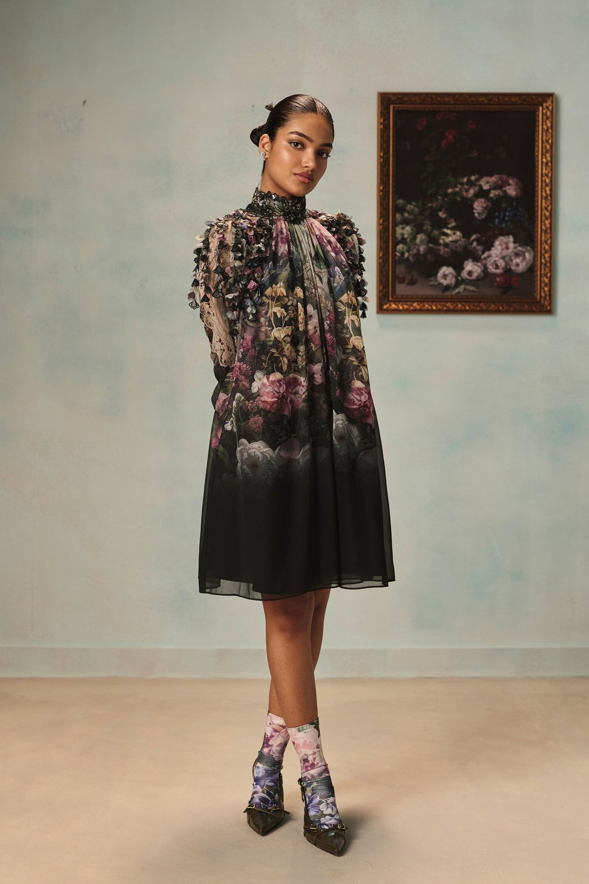 Vienna Nerium Pleated Dress