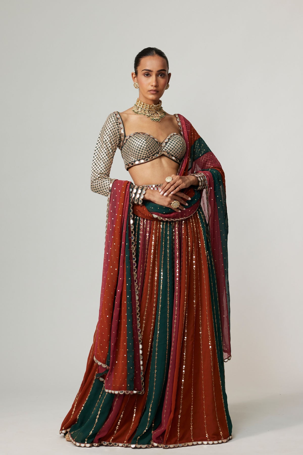 Cranberry Lehenga Pant Set