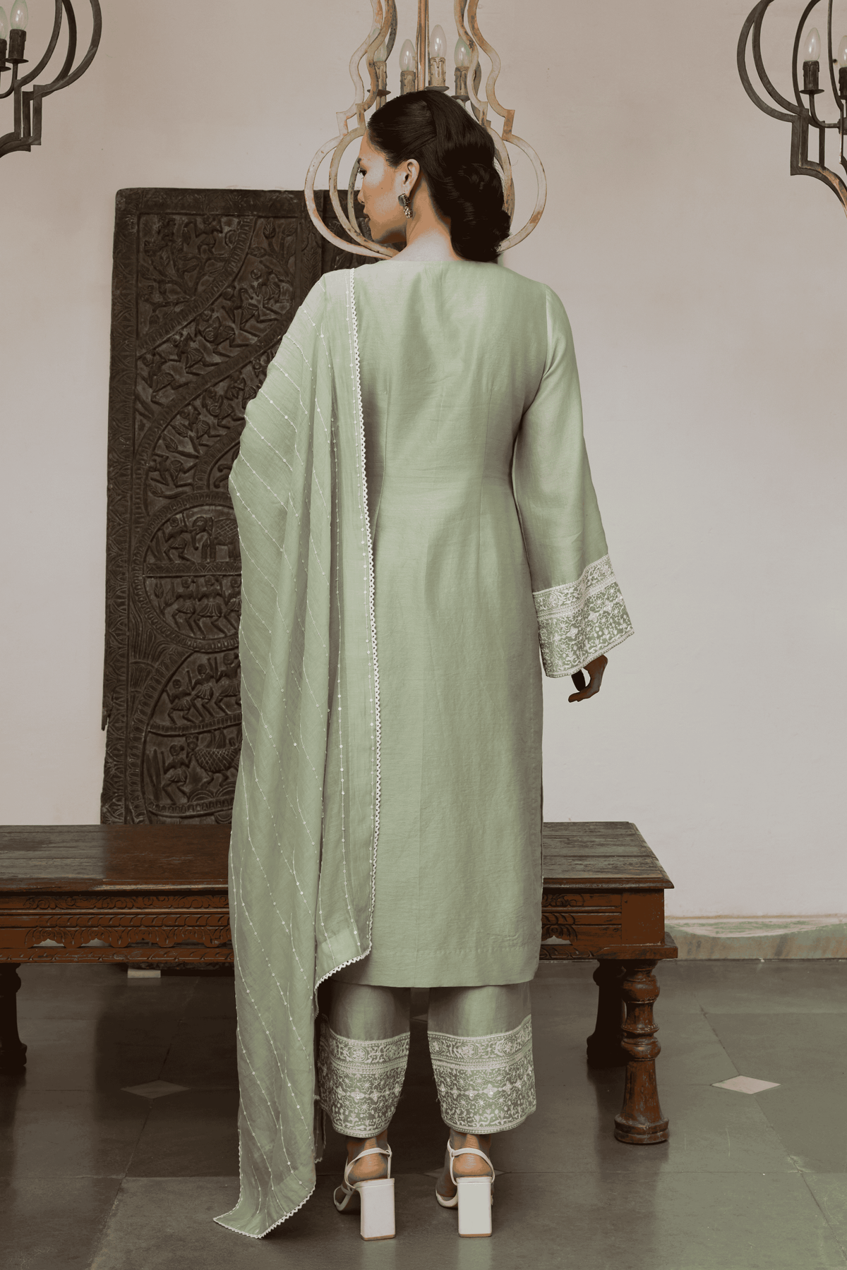 Green Embroidered Kurta Set