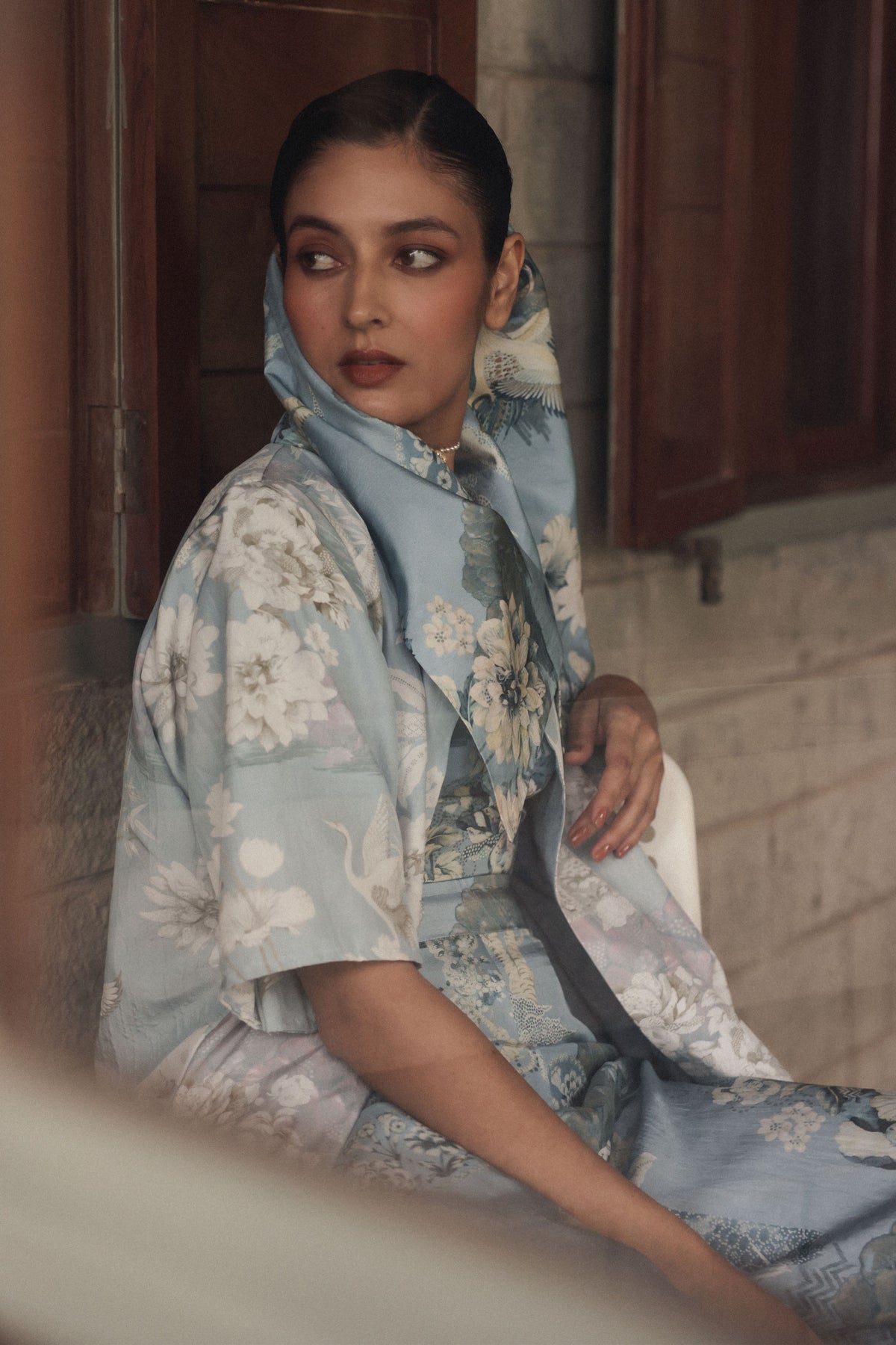 Blue Residue Jacket Set