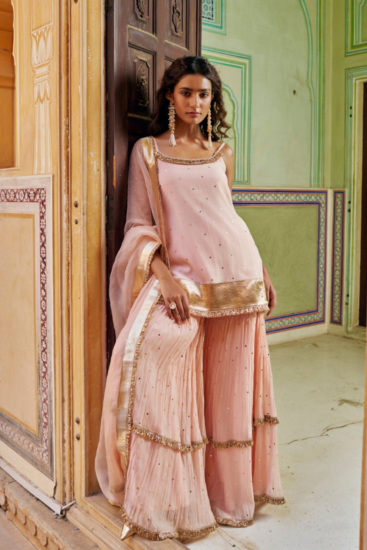 Vintage Blush Spaghetti Sharara Set