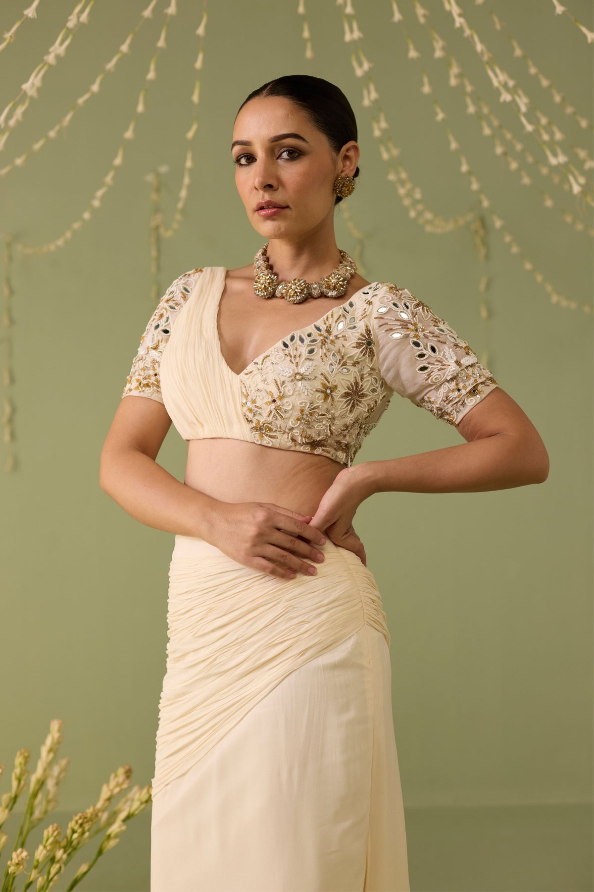 White Embroidered Skirt Set
