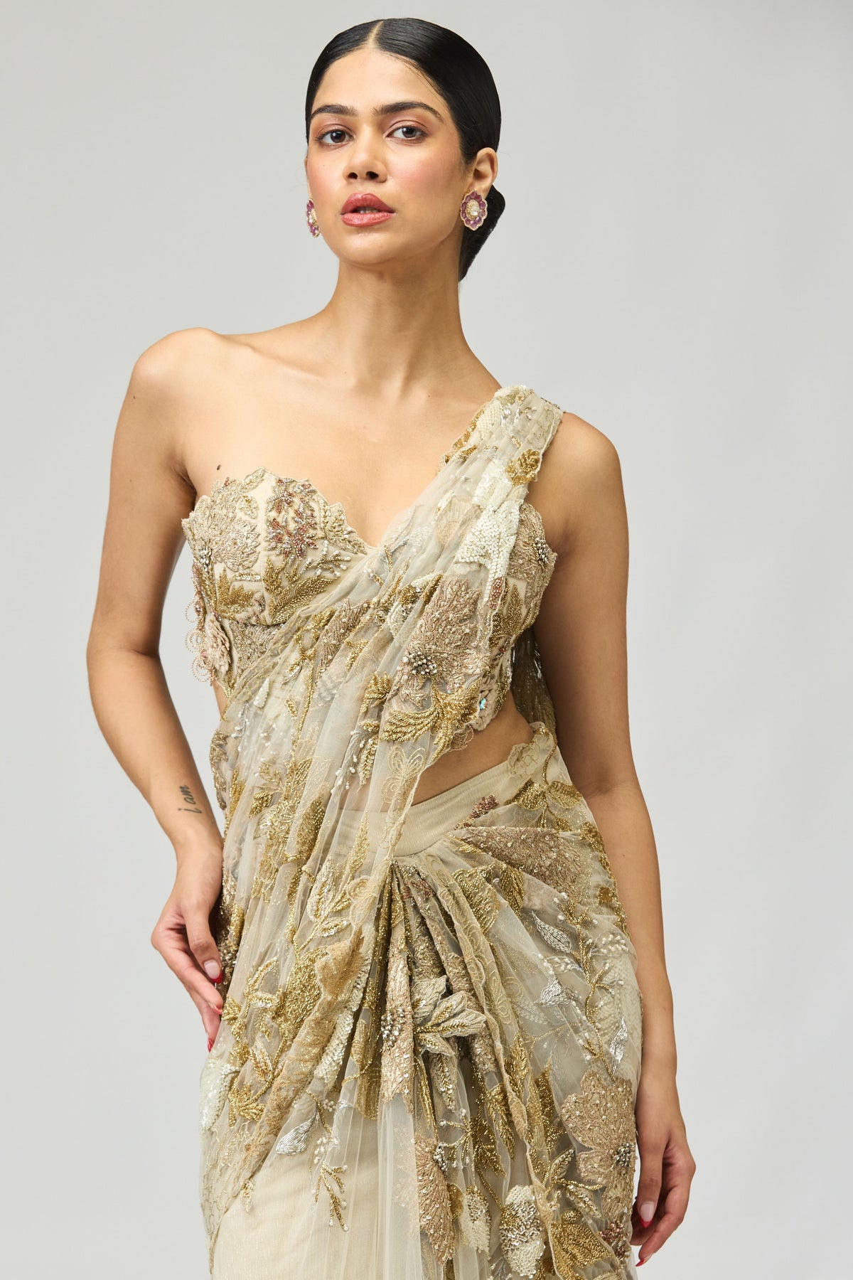 Gold Patch Saree Set