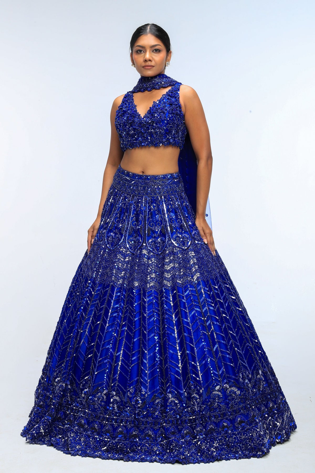 Blue Horizon Crystal Lehenga