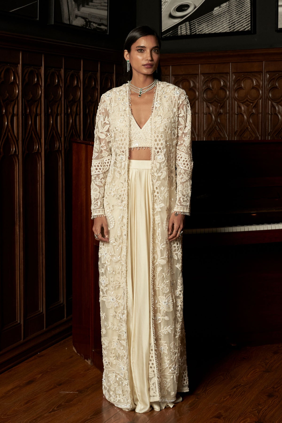 Ivory Long Jacket Set