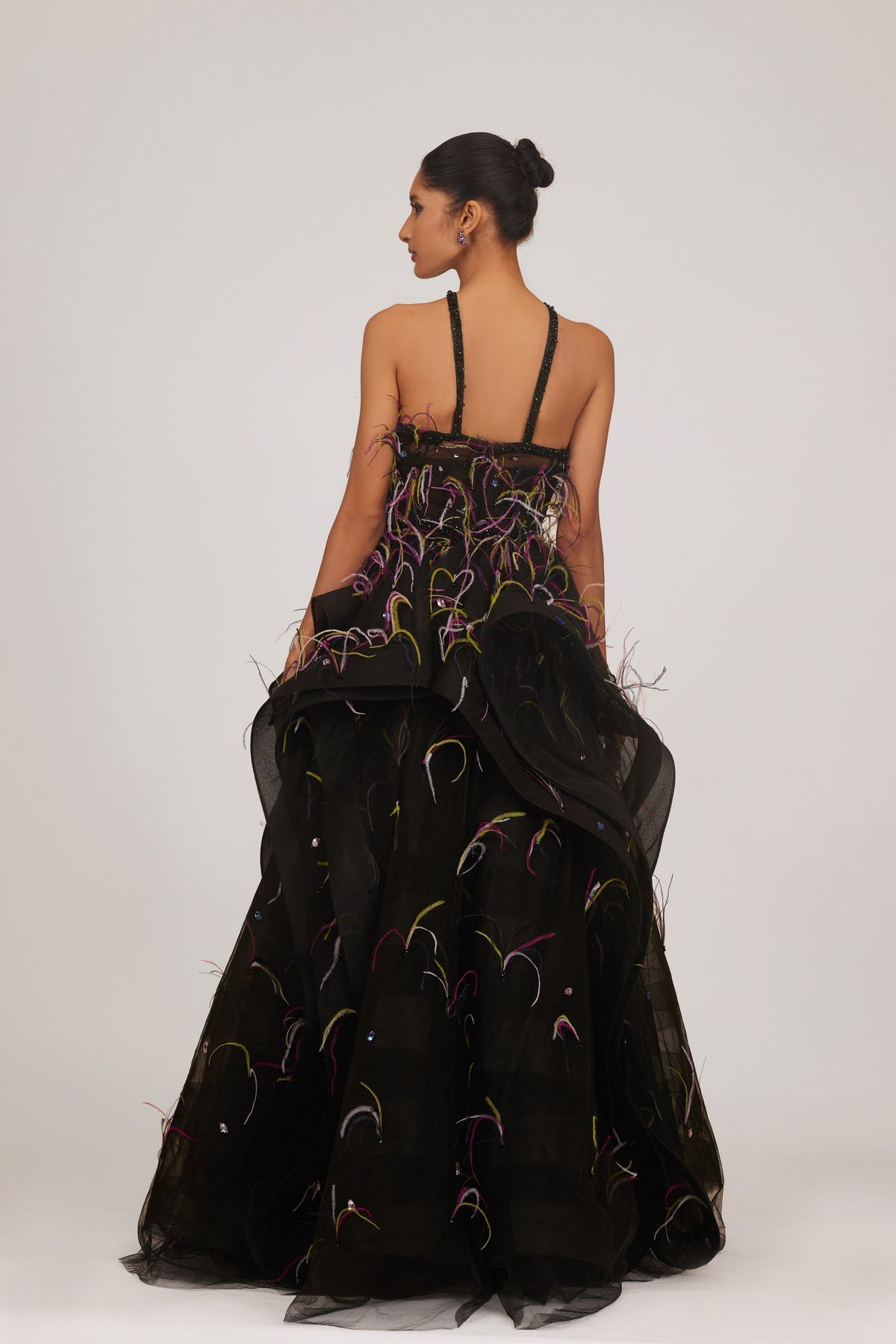 Multi Colour Asymmetrical Gown With Belt