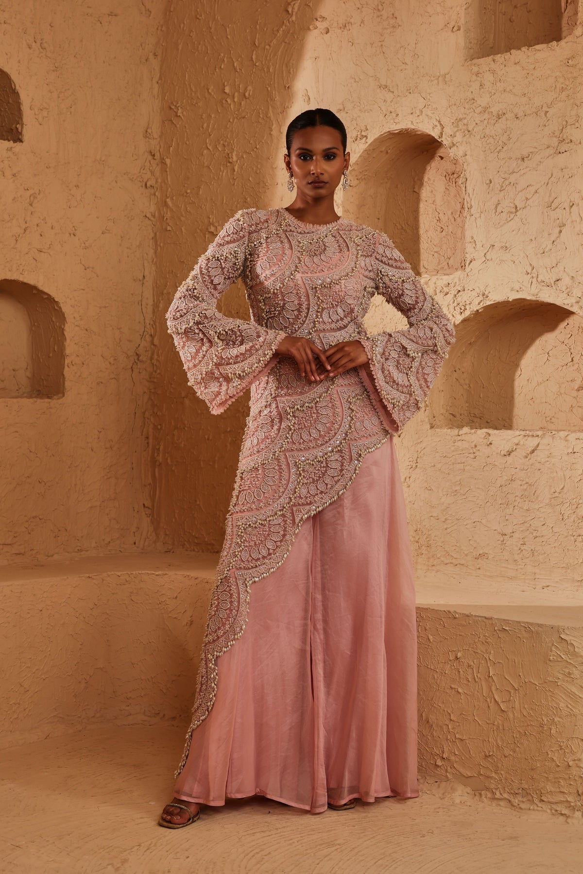 Alina Asymmetric Sharara Set