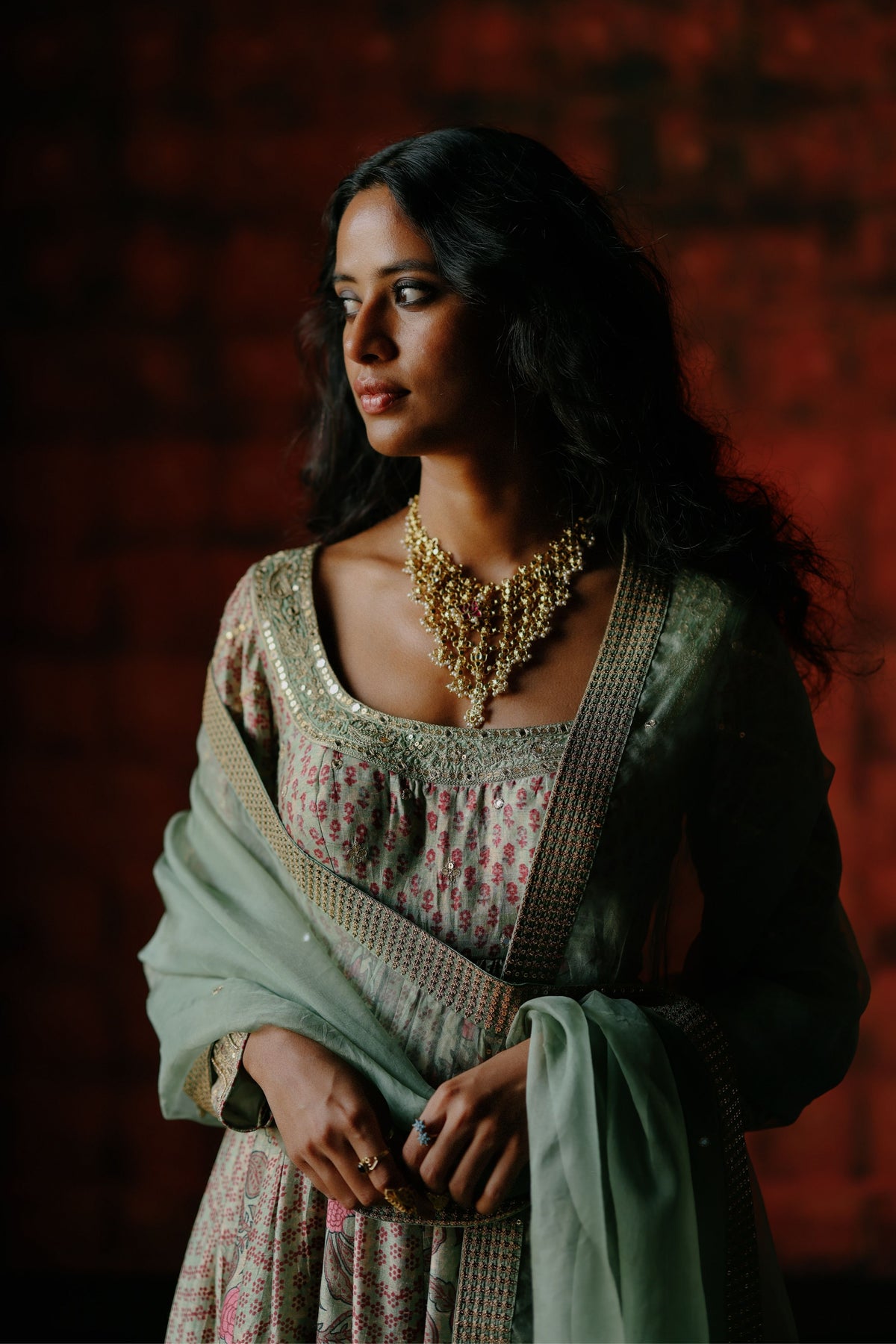 Mint Anarkali Set