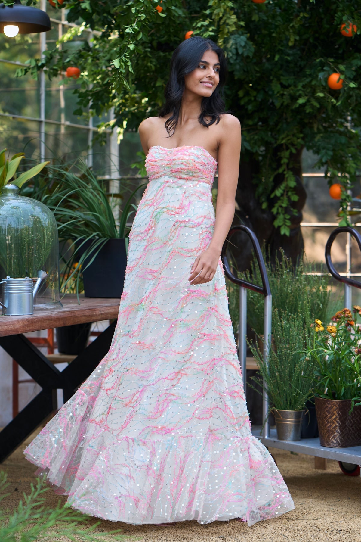 Ribbon & Sequin Embroidered Dress