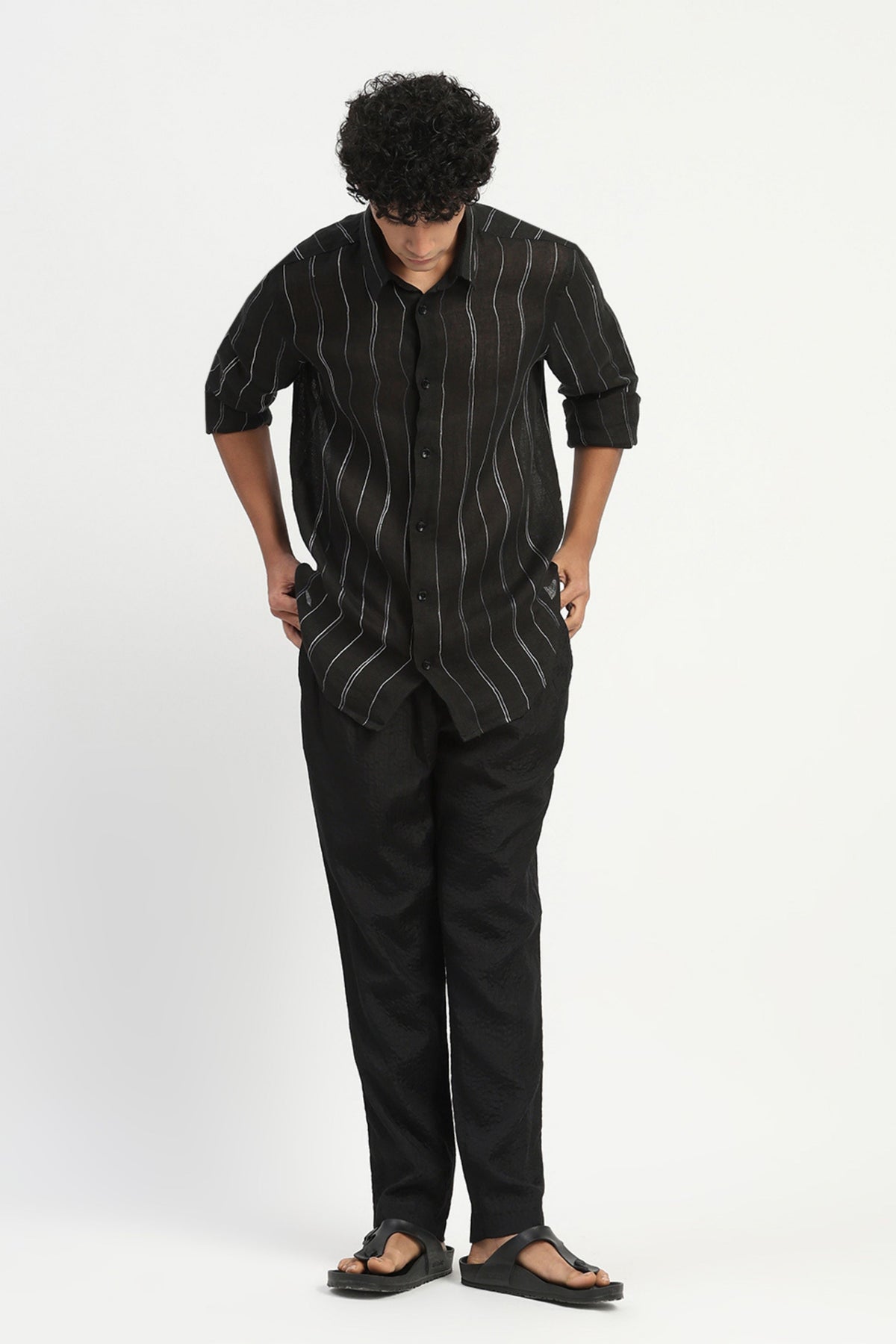 Black Shaded Aari Stripes Shirt