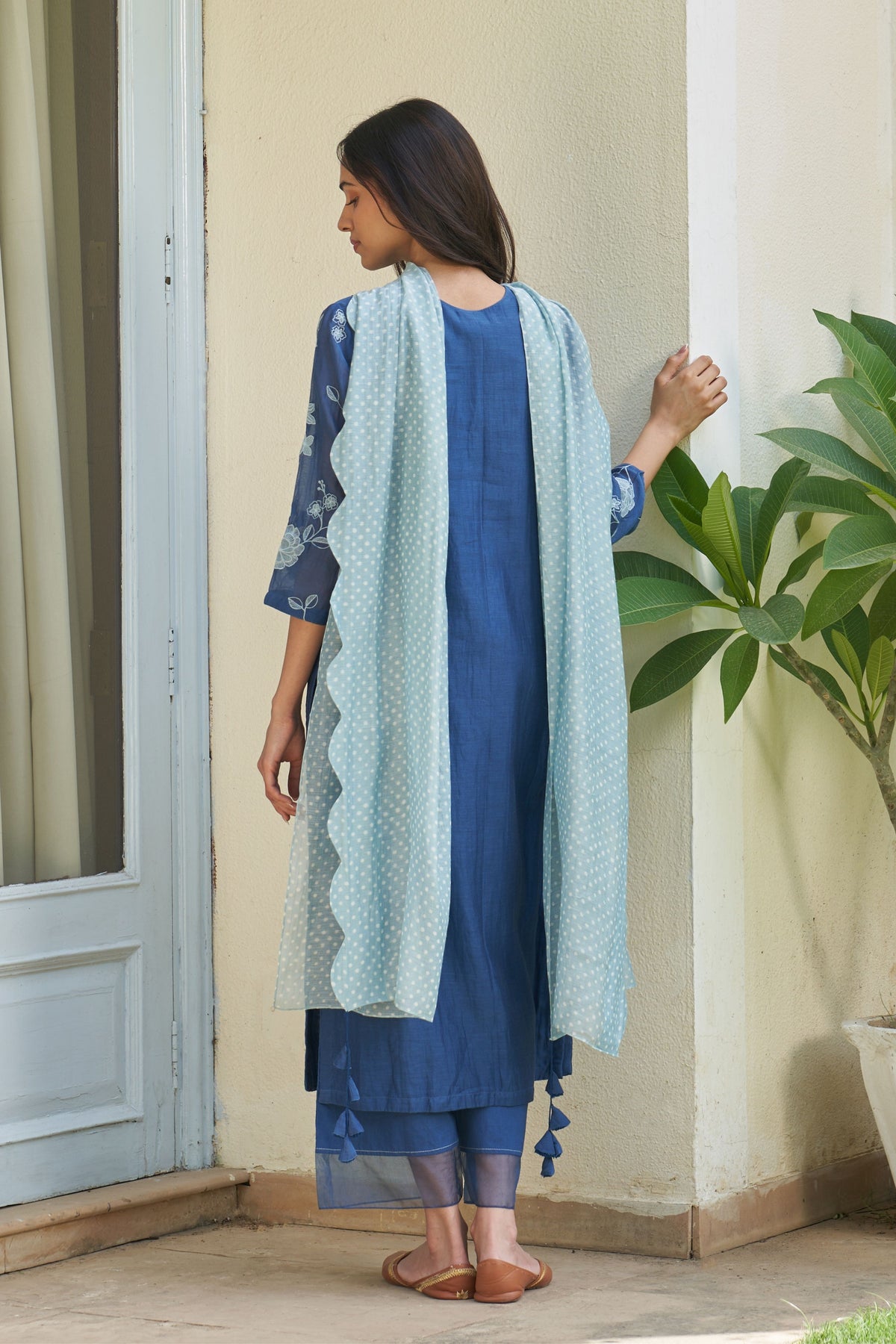 Ocean Blue Applique Kurta Set