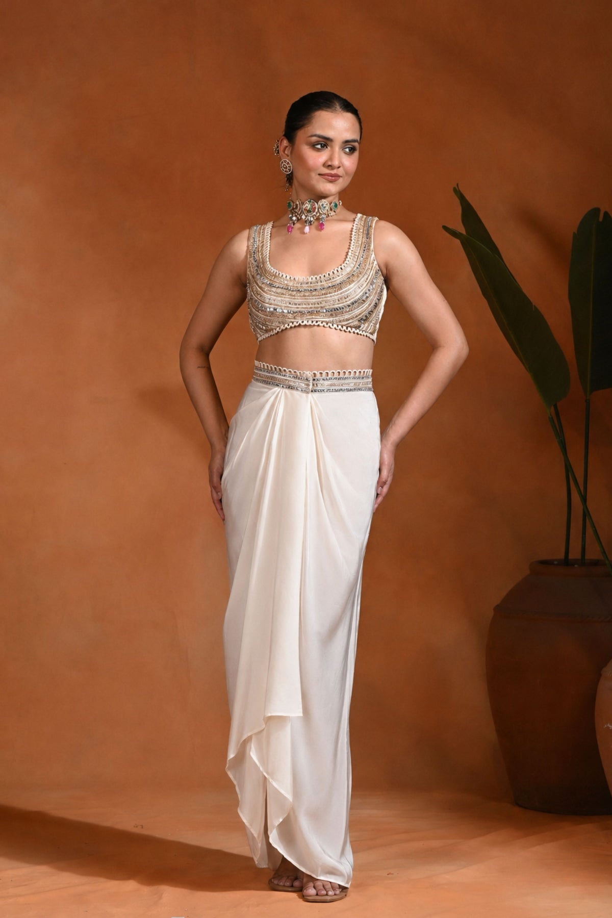 Ivory Karl Ivory Gold Drape Set