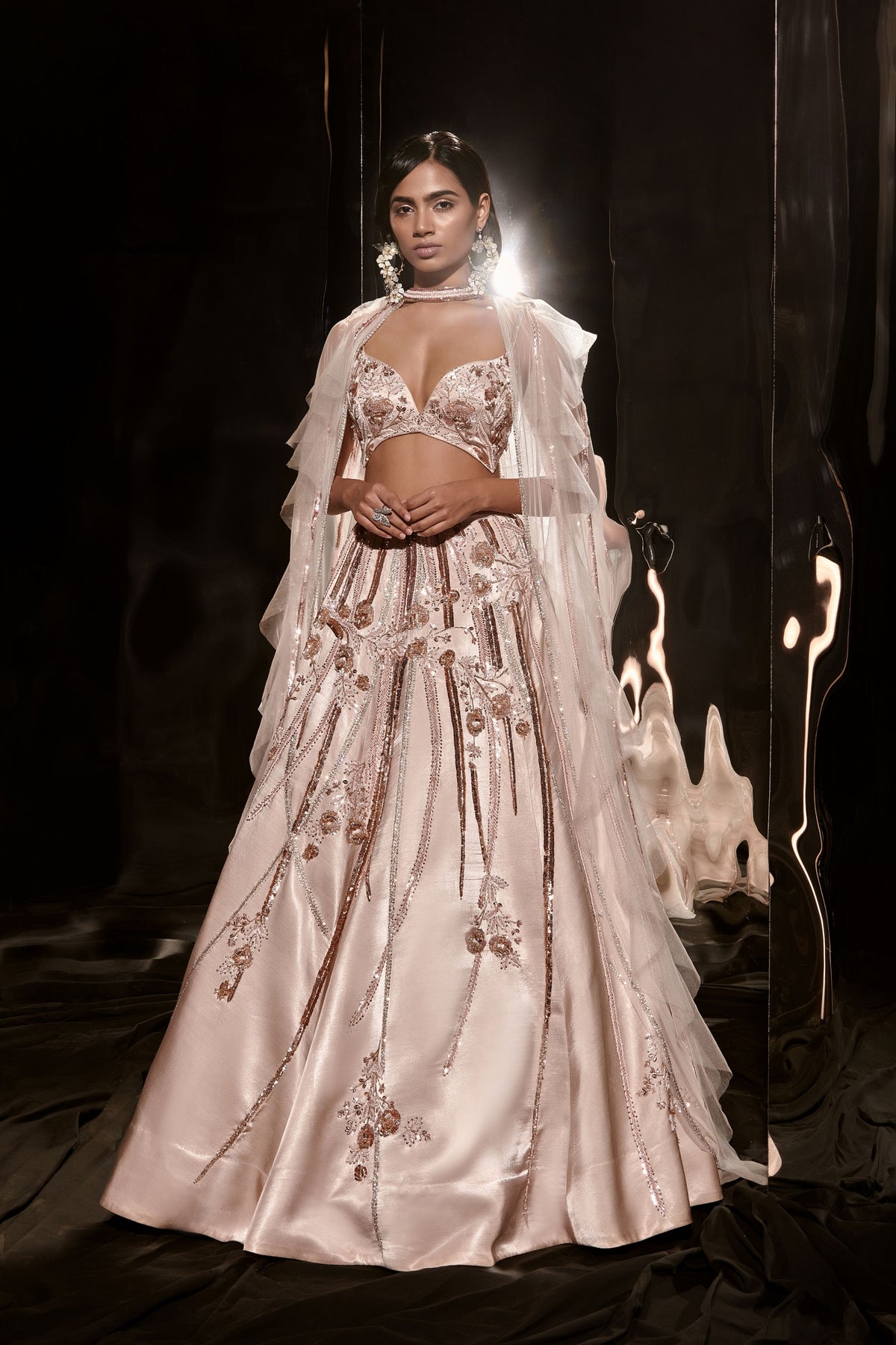 Nude Embroidered Lehenga Set