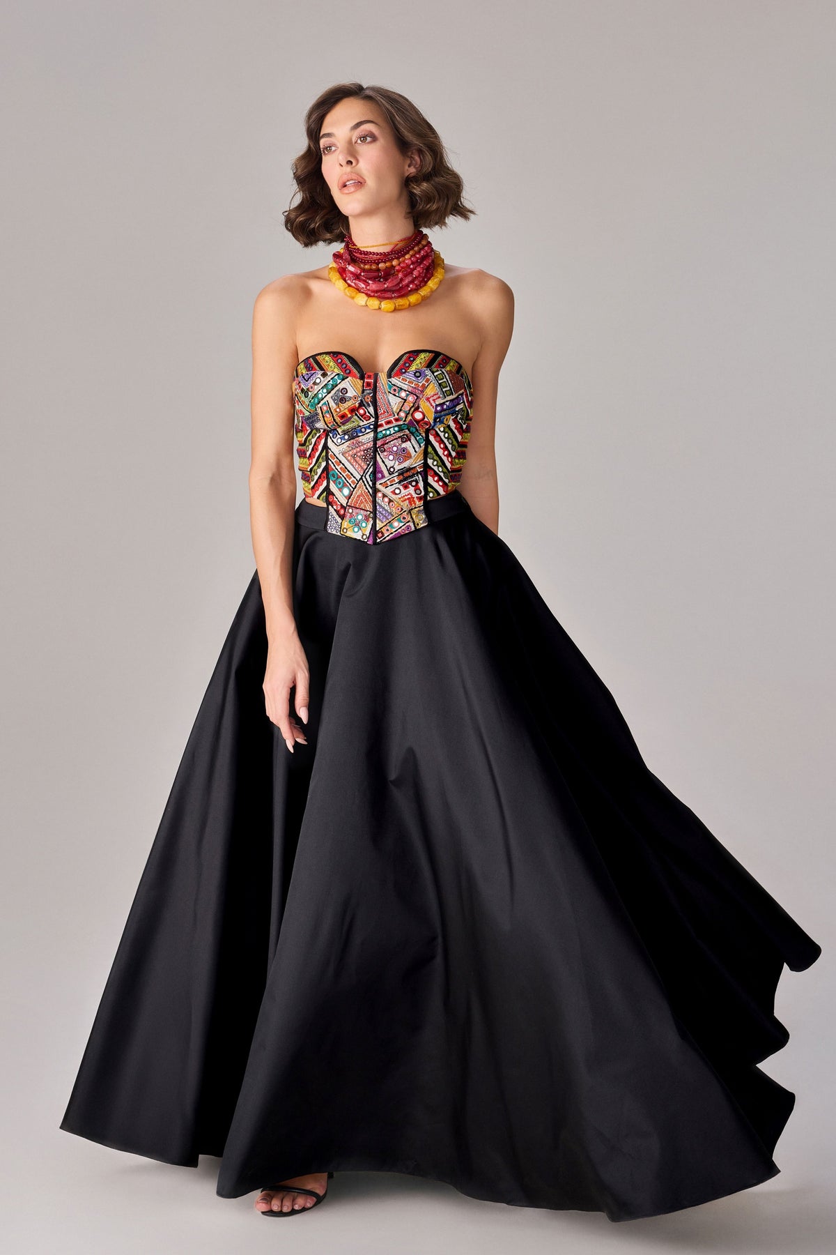 Flared and Pleated Maxi Skirt