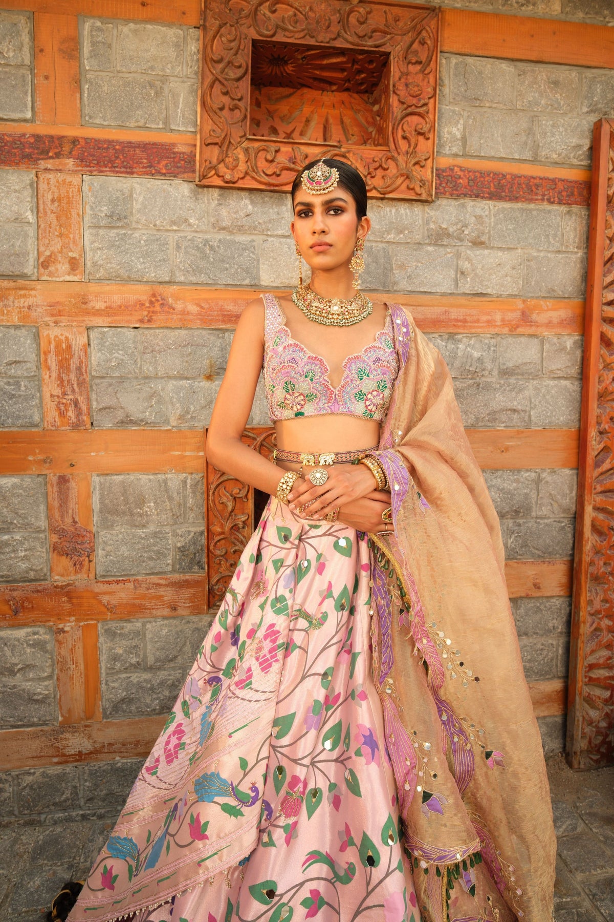 Paithani Pink Lehenga Set