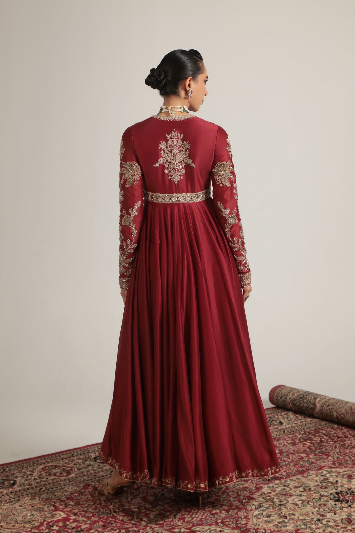 Maroon Heavy Yoke Kalidar Set