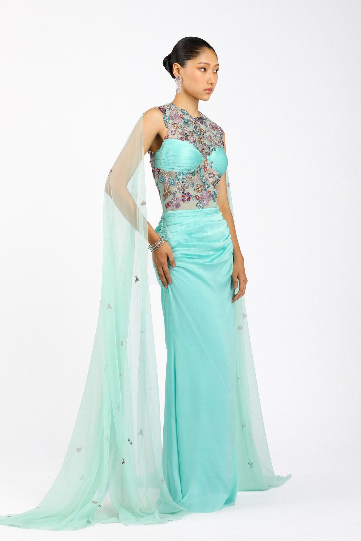 Vivelise Satin Ruffled Gown