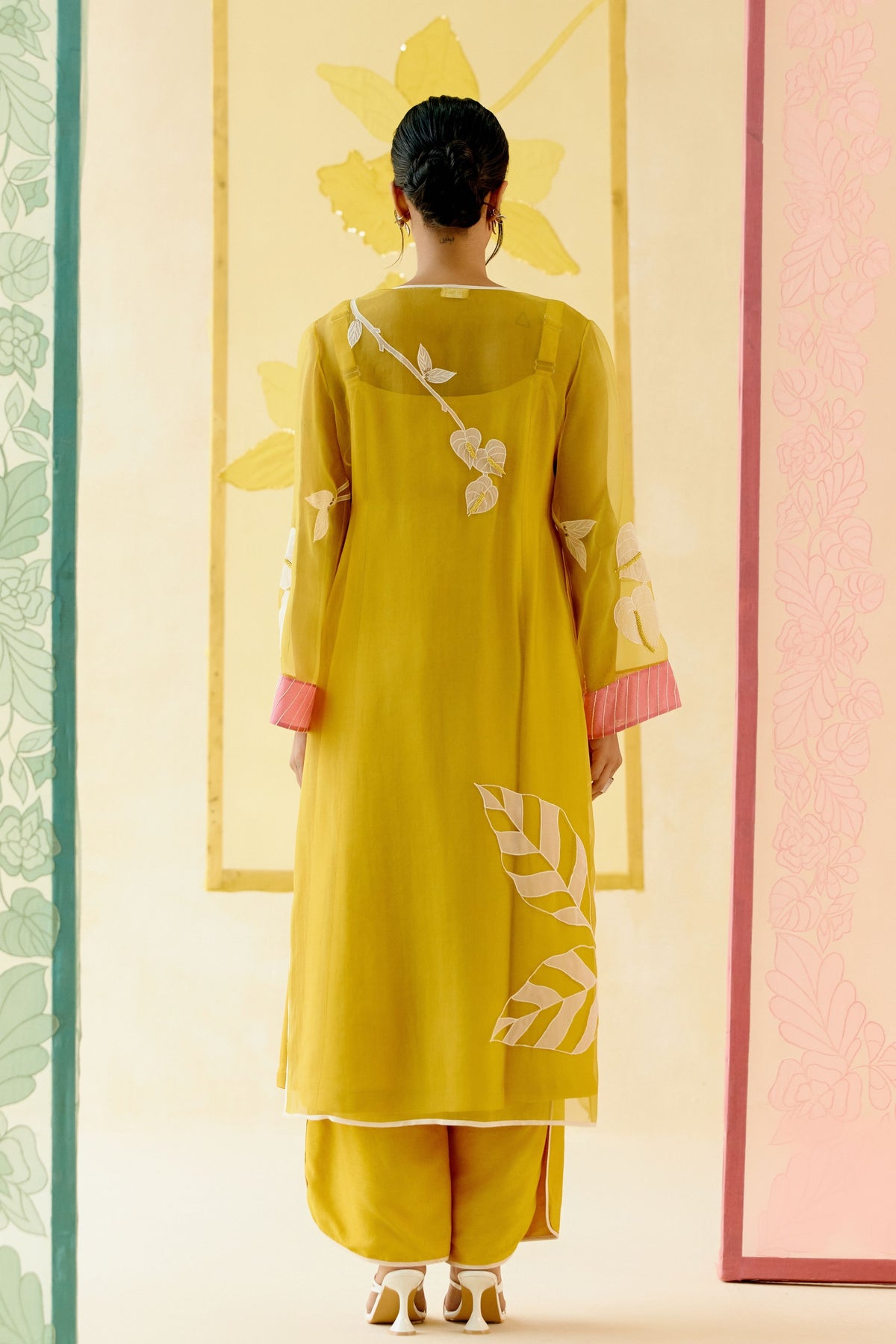 Mustard Applique Kurta Set