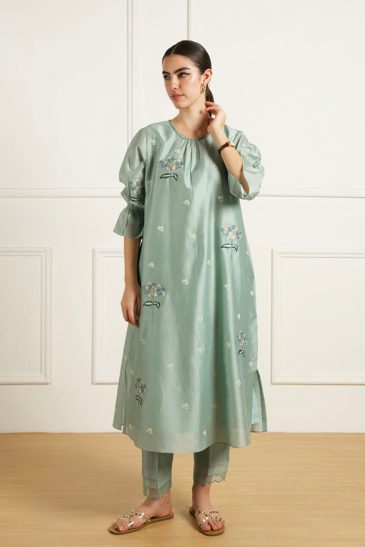 Mint Embroidered Kurta Set