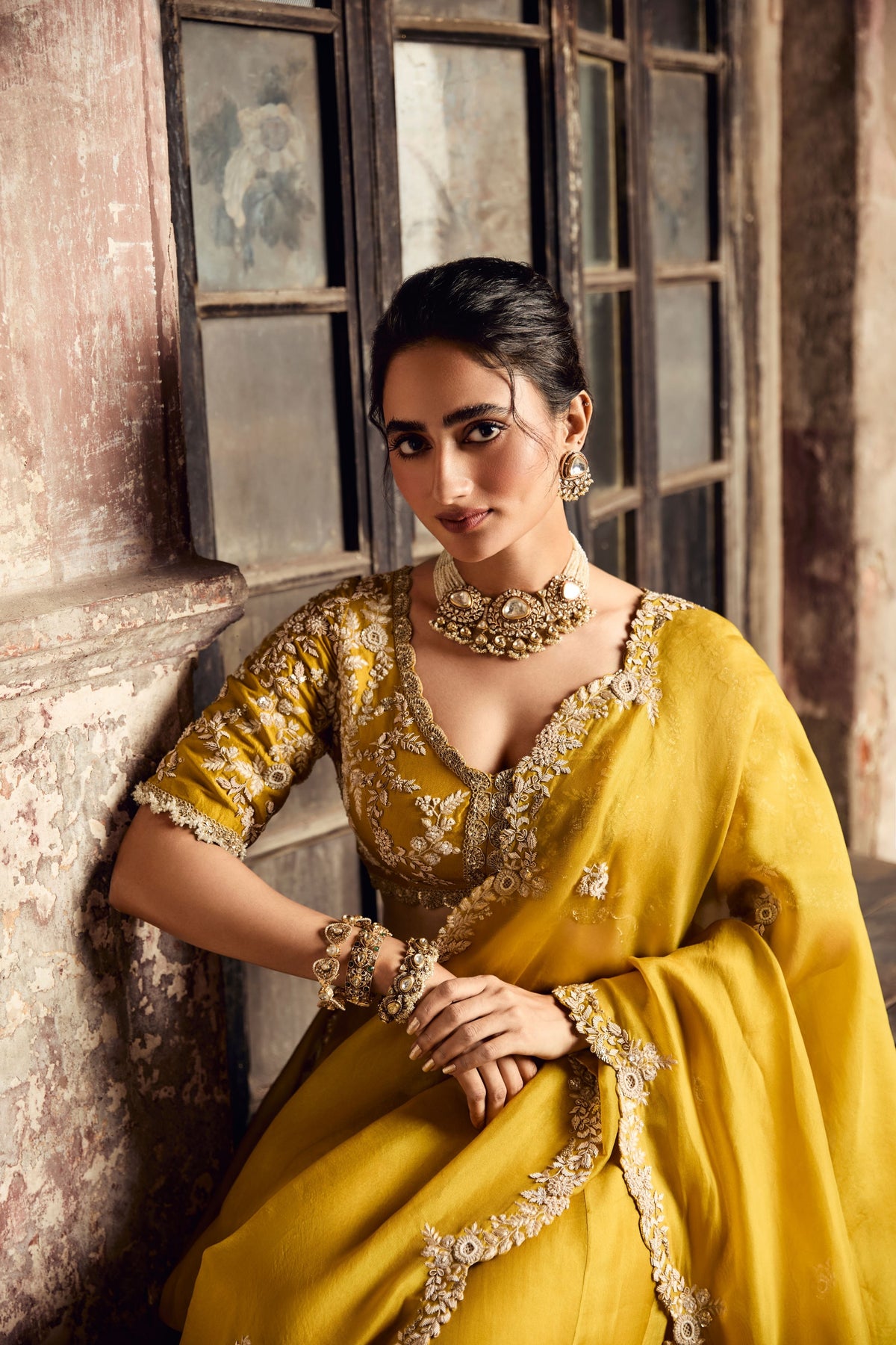Mustard Saree Set