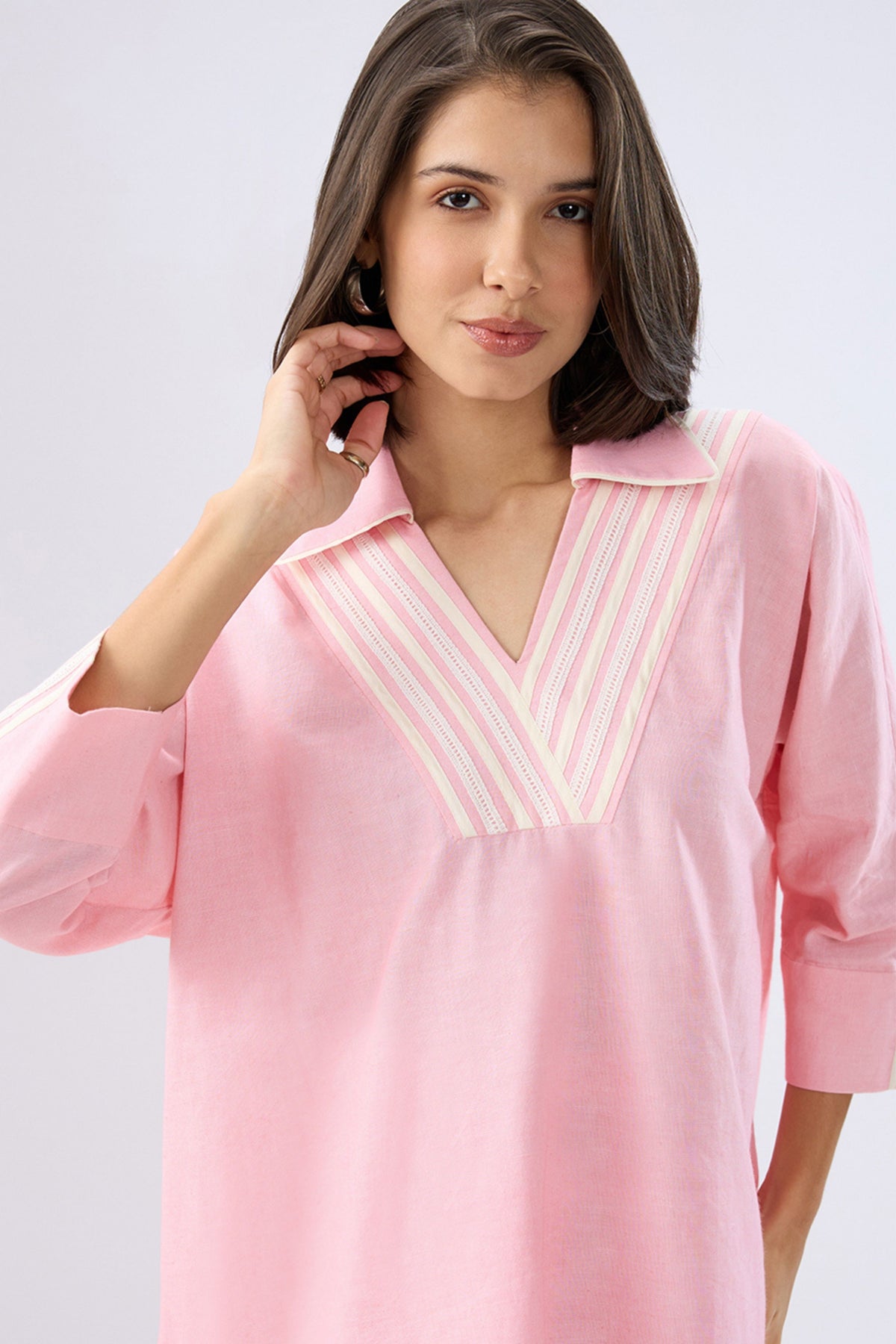 Pink V-neck Co-ord Set