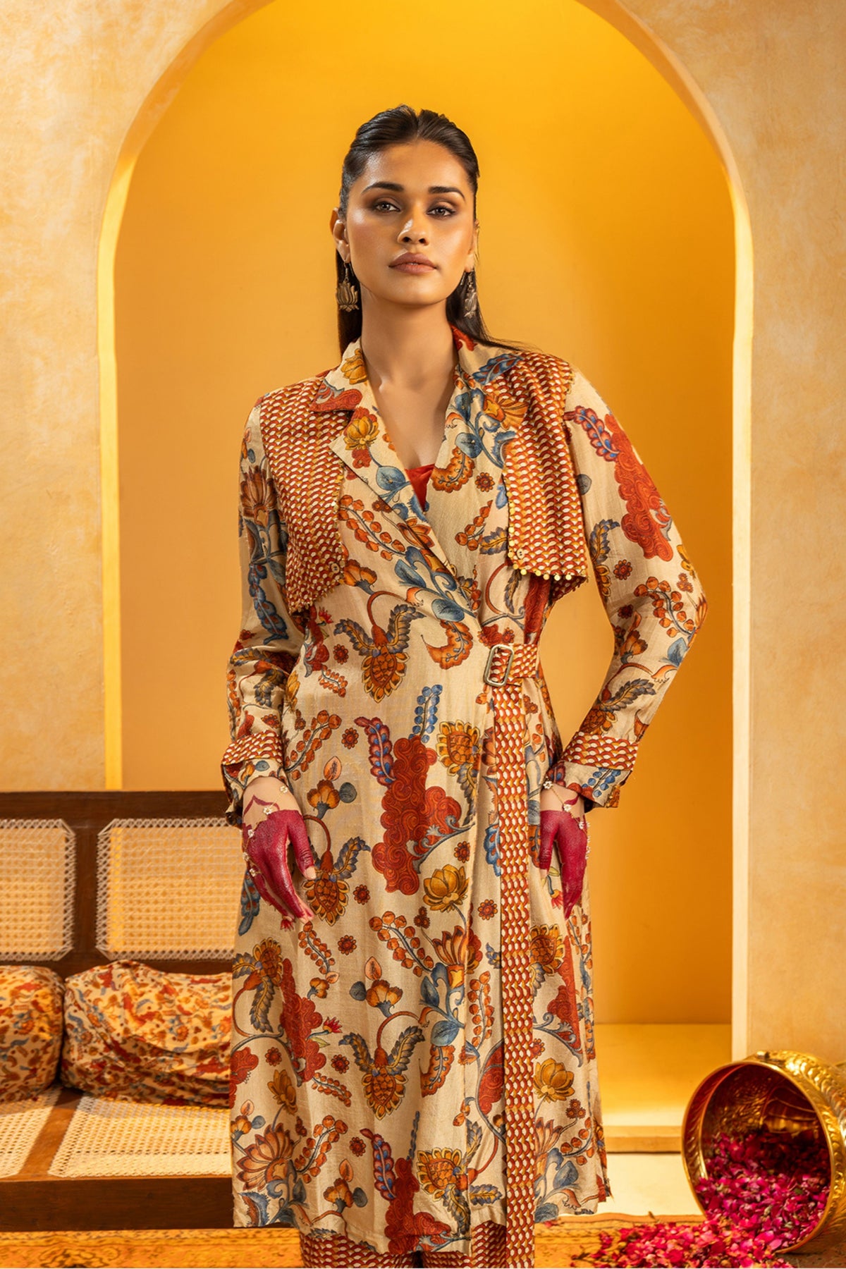 Beige Layered Kurta Set
