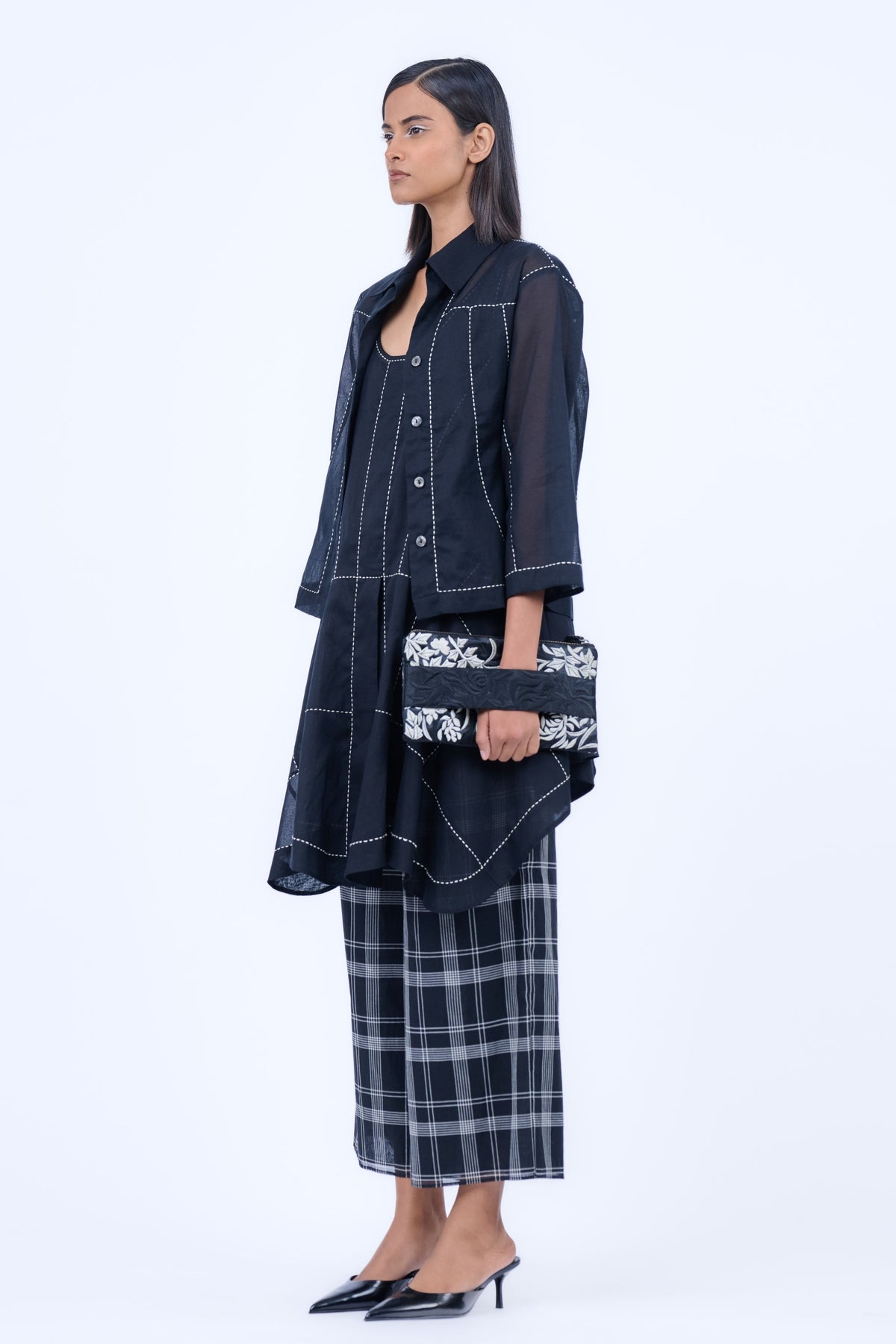 Threadwork Black Satin Bag