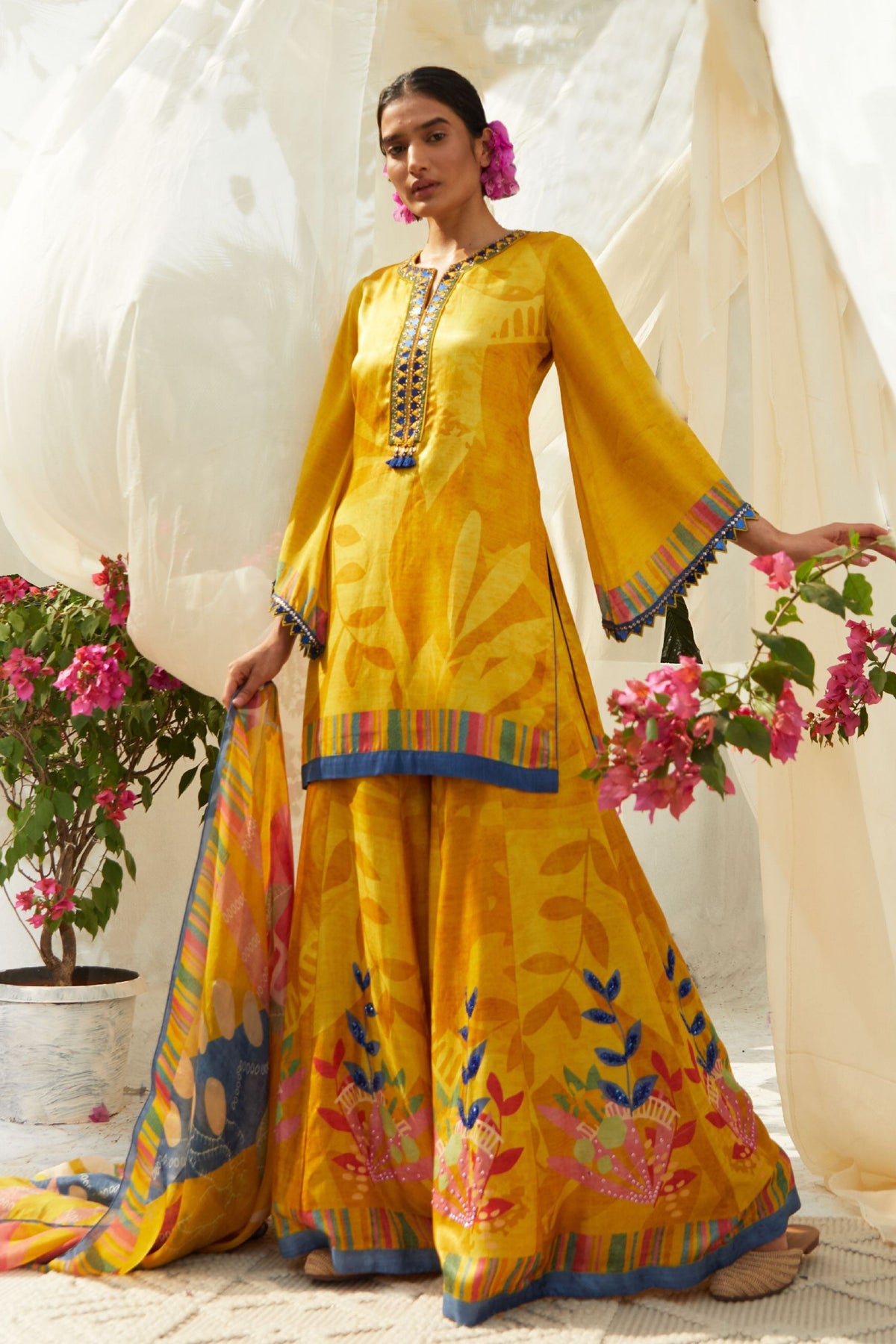 Sharara Set In Mustard