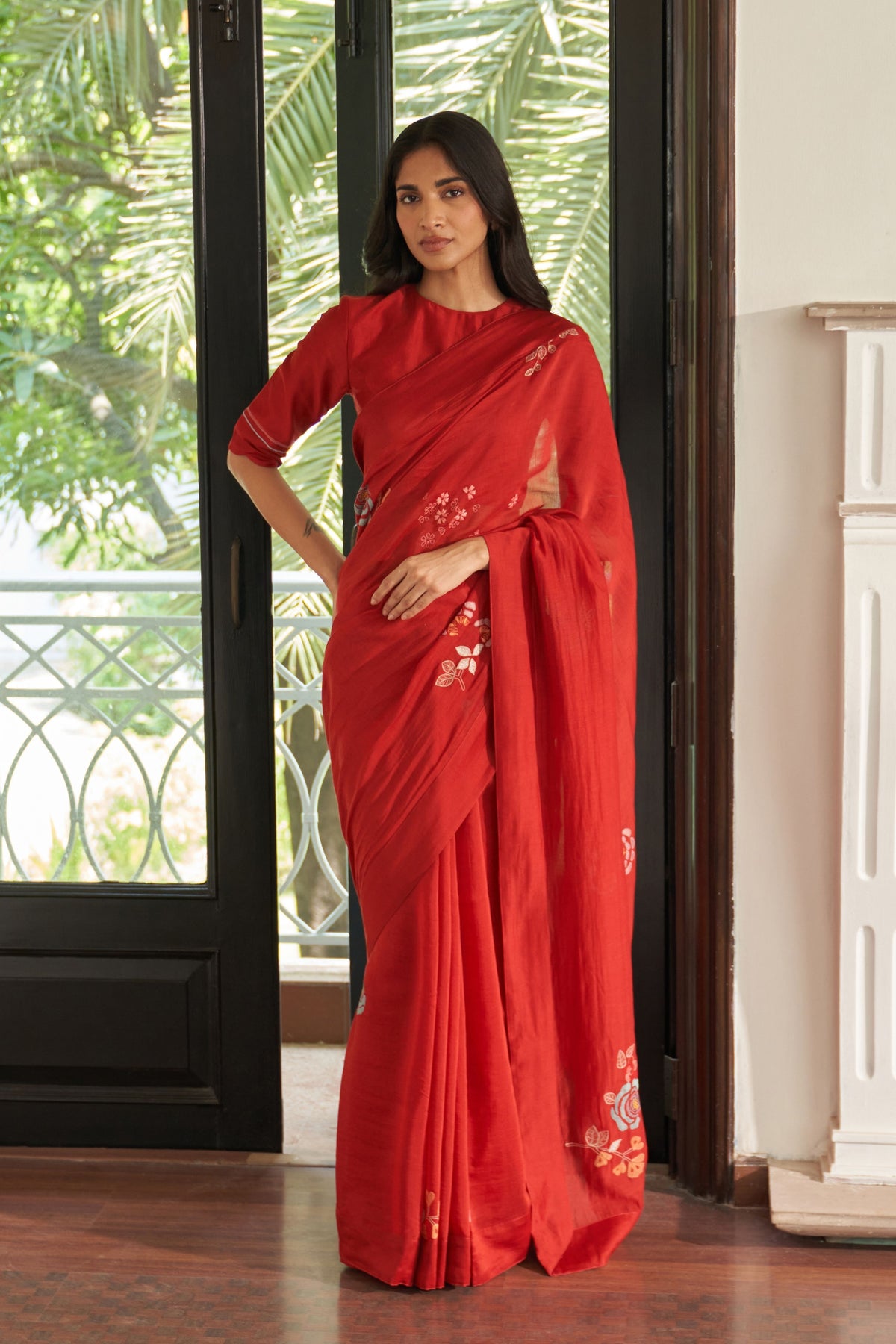 Poppy Embroidered Saree