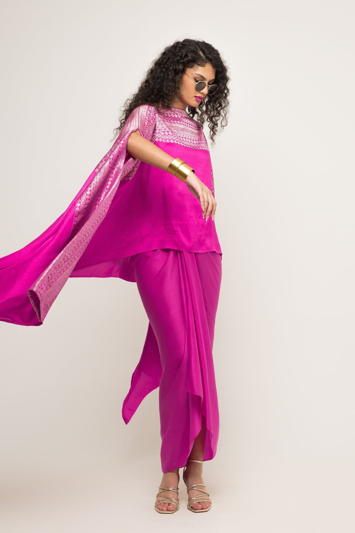 Devi Statement Pink Cape Set