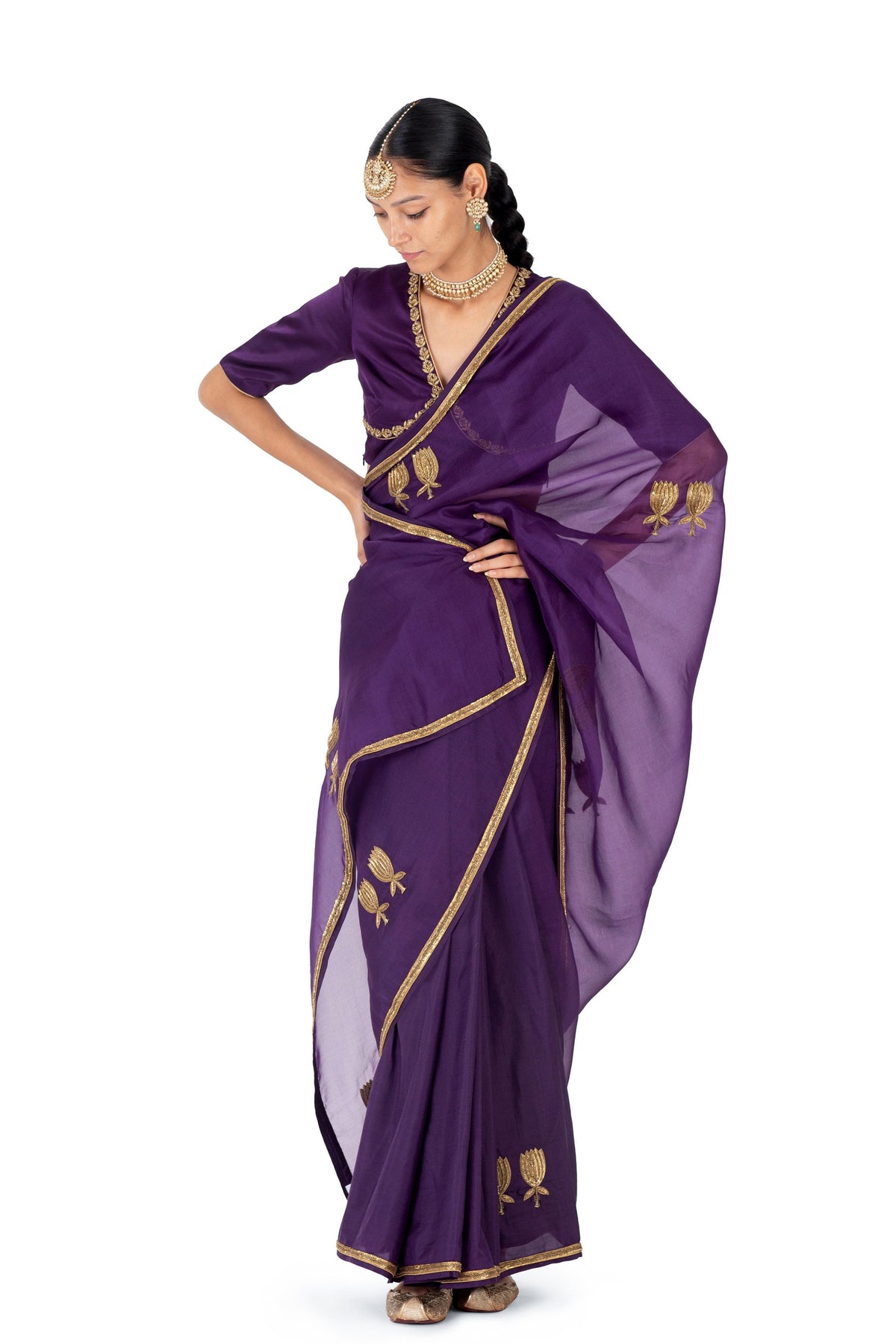 Bondir Purple Saree