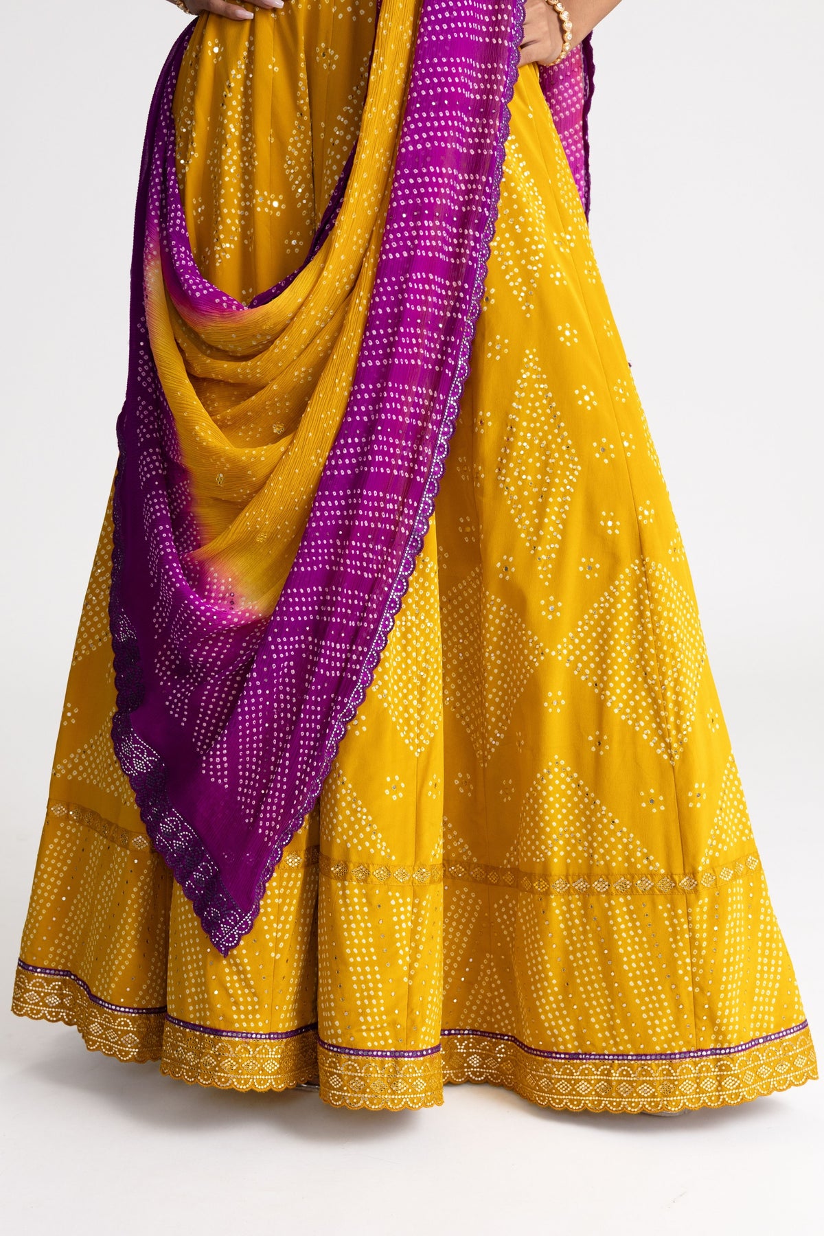 Yellow Bandhani Lehenga
